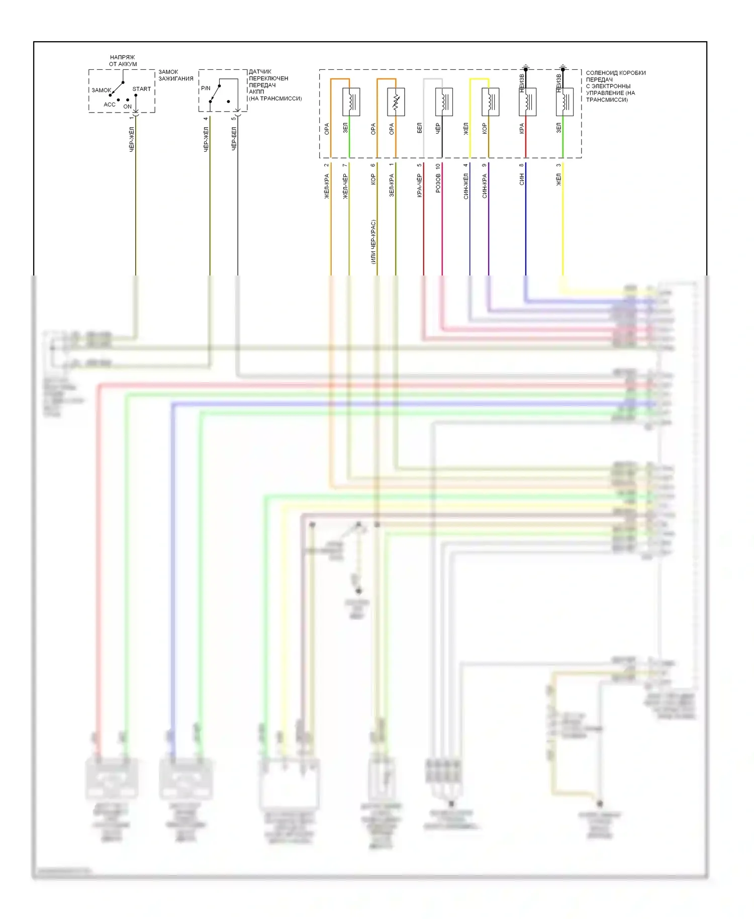 Camry Toyota XV30 (2001-2006): 2.4l, электросхема соединений автоматической коробки передач, pzev (2 из 2) 