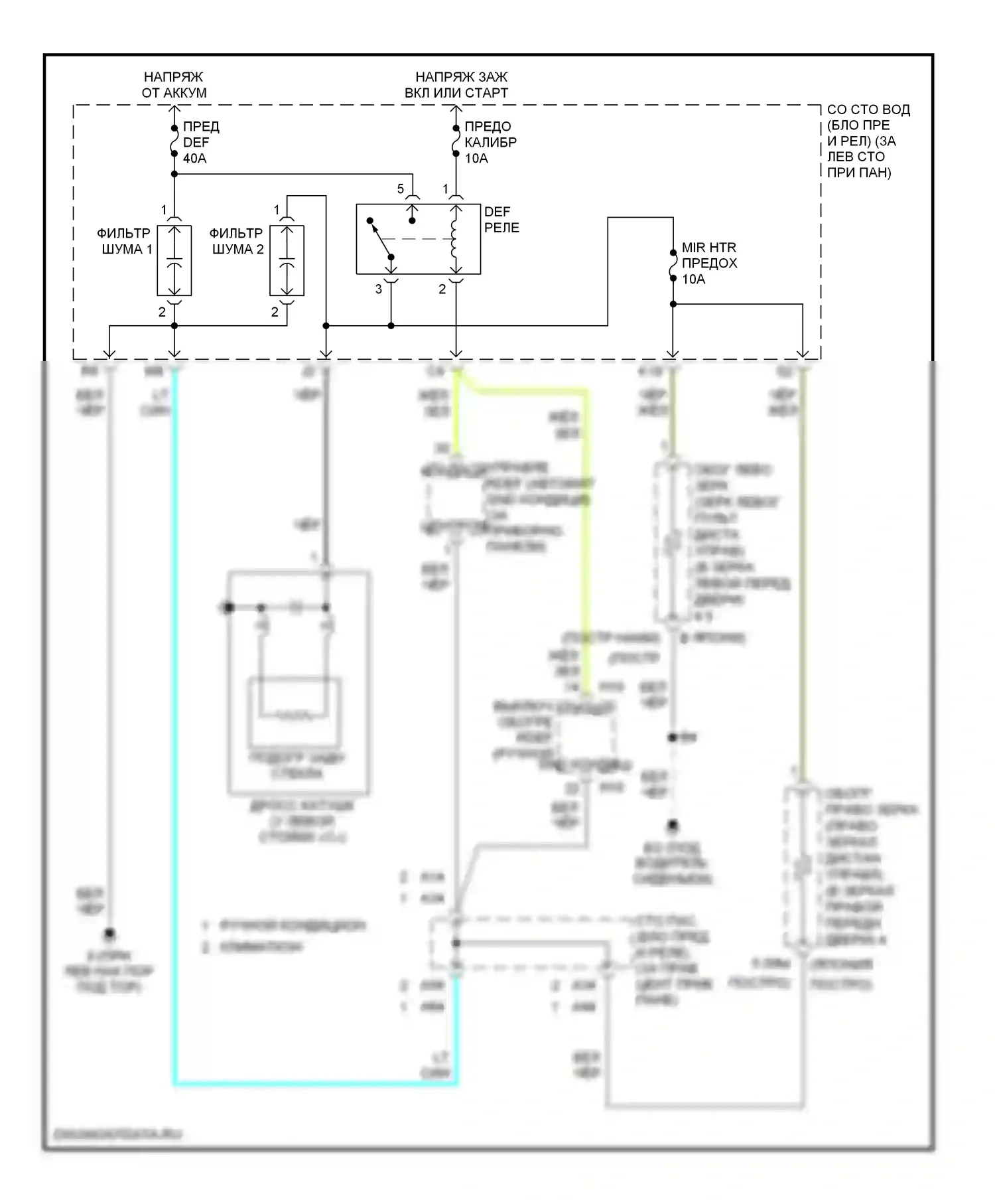 Camry Toyota XV30 (2001-2006): Электросхема подогрева стекол 