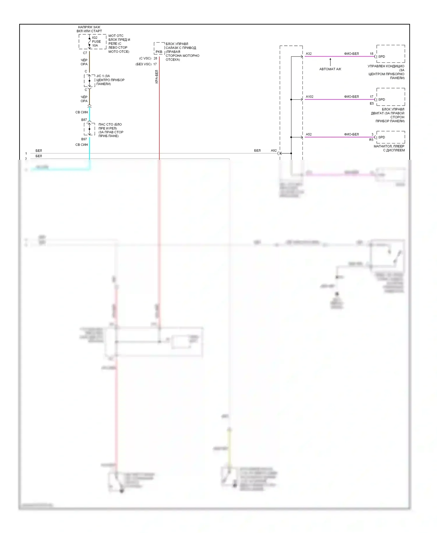 Camry Toyota XV30 (2001-2006): 3.3l, электросхема приборной панели (2 из 2) 