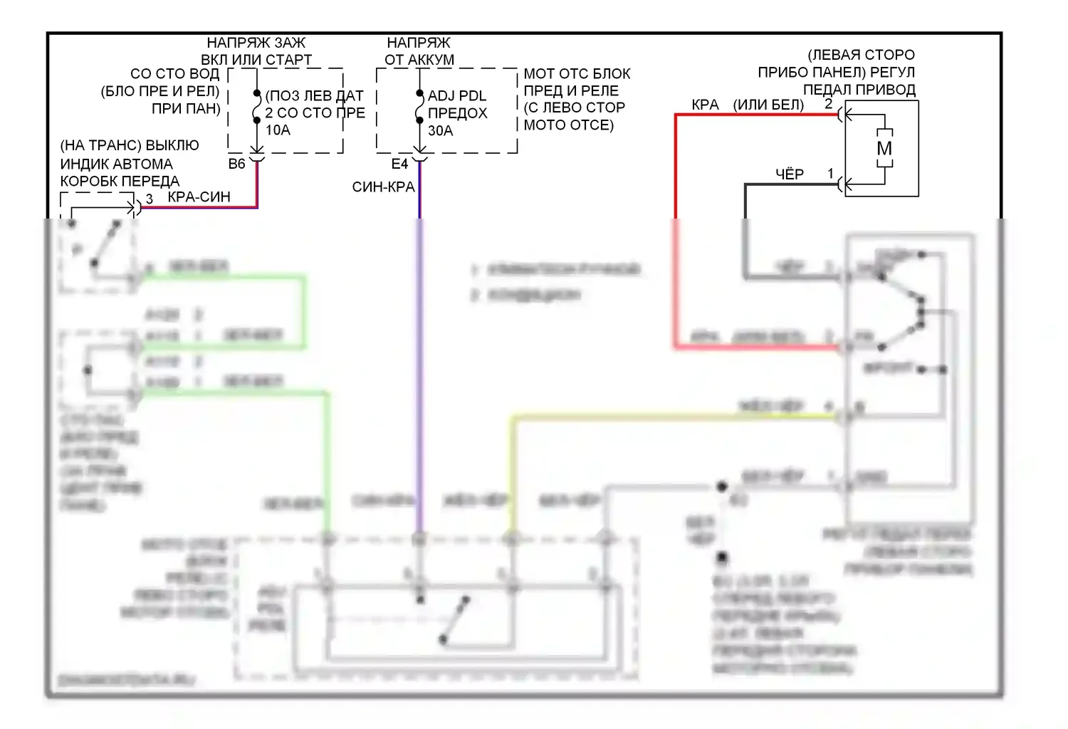 Camry Toyota XV30 (2001-2006): Электросхема регулируемой педали 