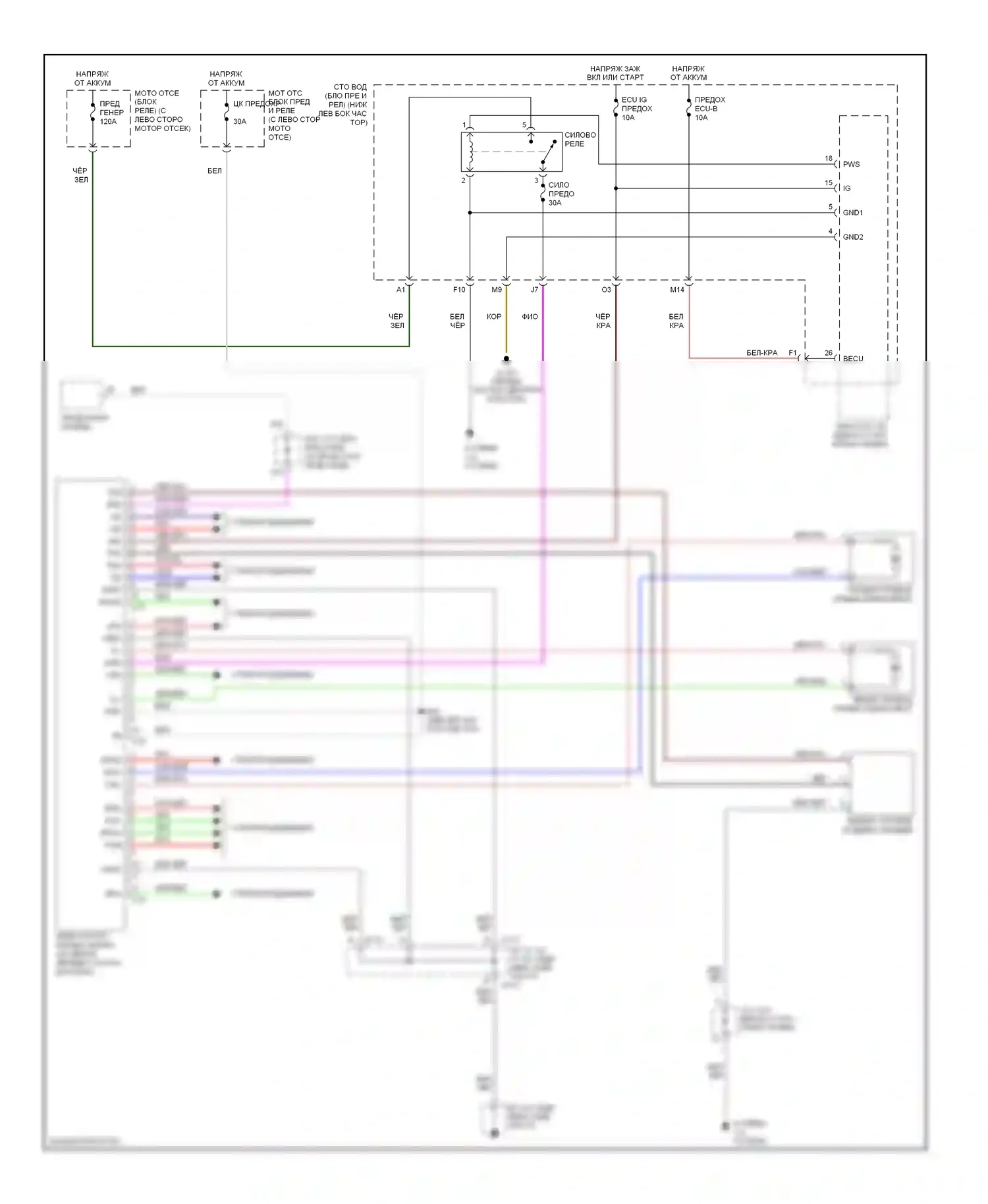 Camry Toyota XV30 (2001-2006): Электросхема со складной крышей 