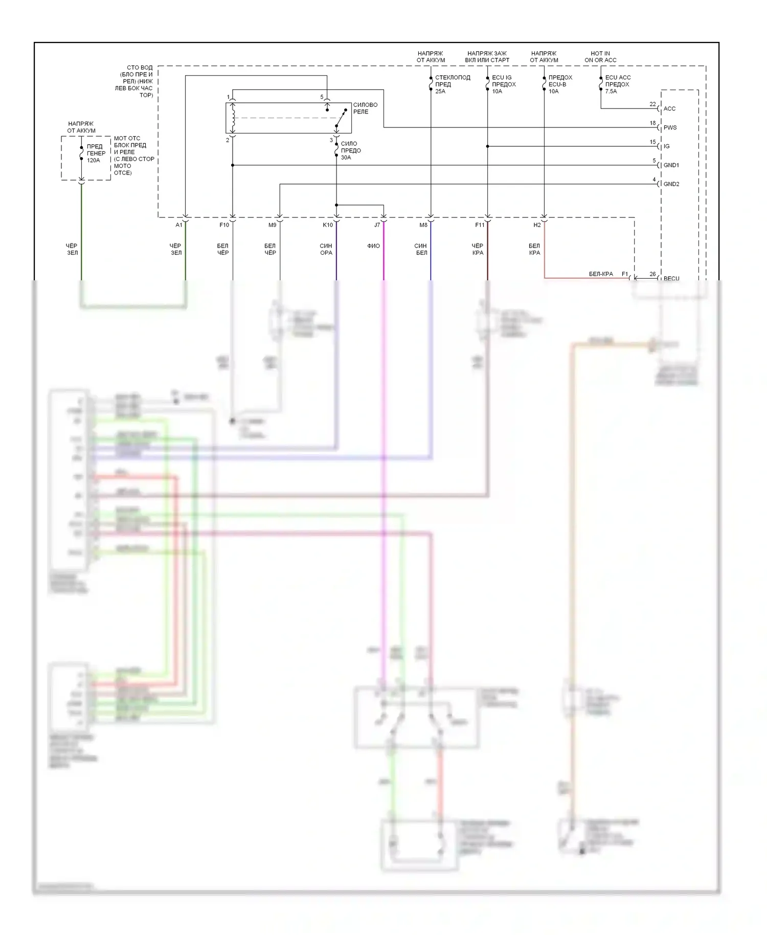 Camry Toyota XV30 (2001-2006): Стеклоподъемники электросхема, купе 