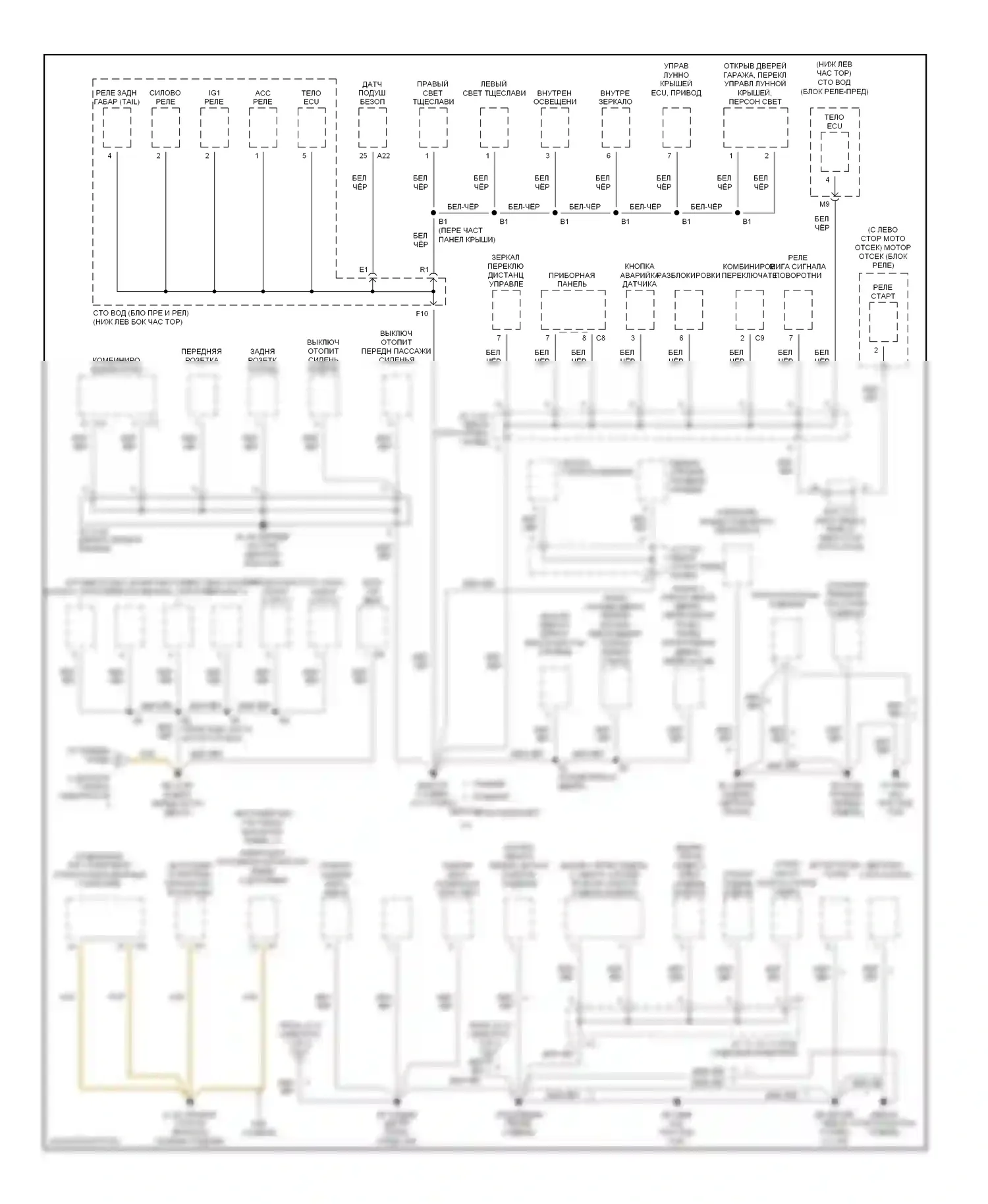 Camry Toyota XV30 (2001-2006): Электросхема точек подключения масс (2 из 3) 