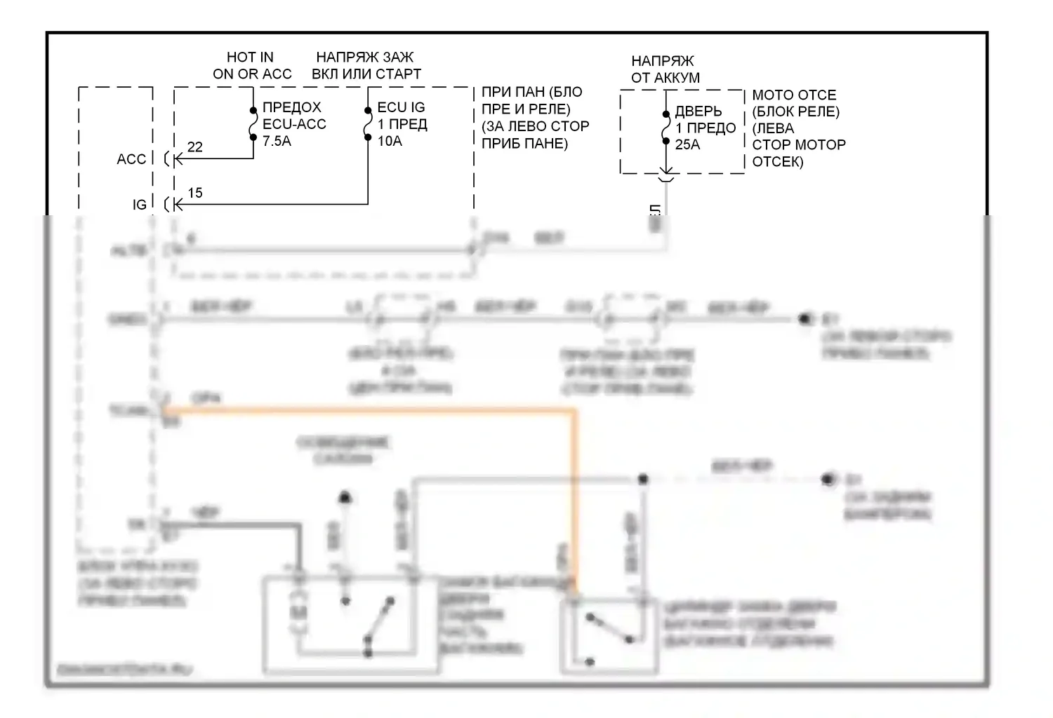 Camry Toyota XV40 рестайлинг (2009-2011): Электросхема выпуска двери багажника, гибрид 