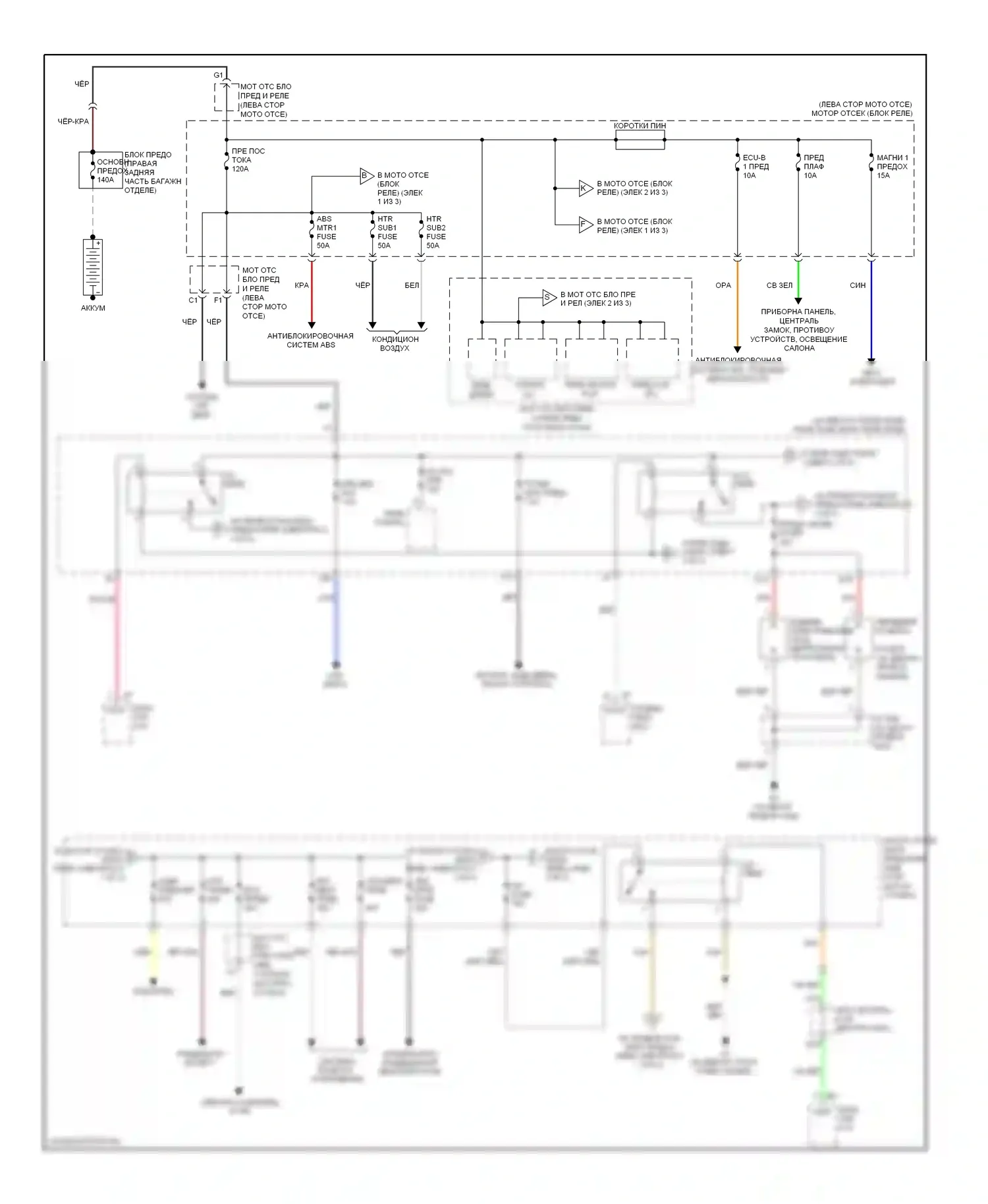 Camry Toyota XV40 рестайлинг (2009-2011): Электросхема блока предохранителей реле, гибридного (1 из 3) 