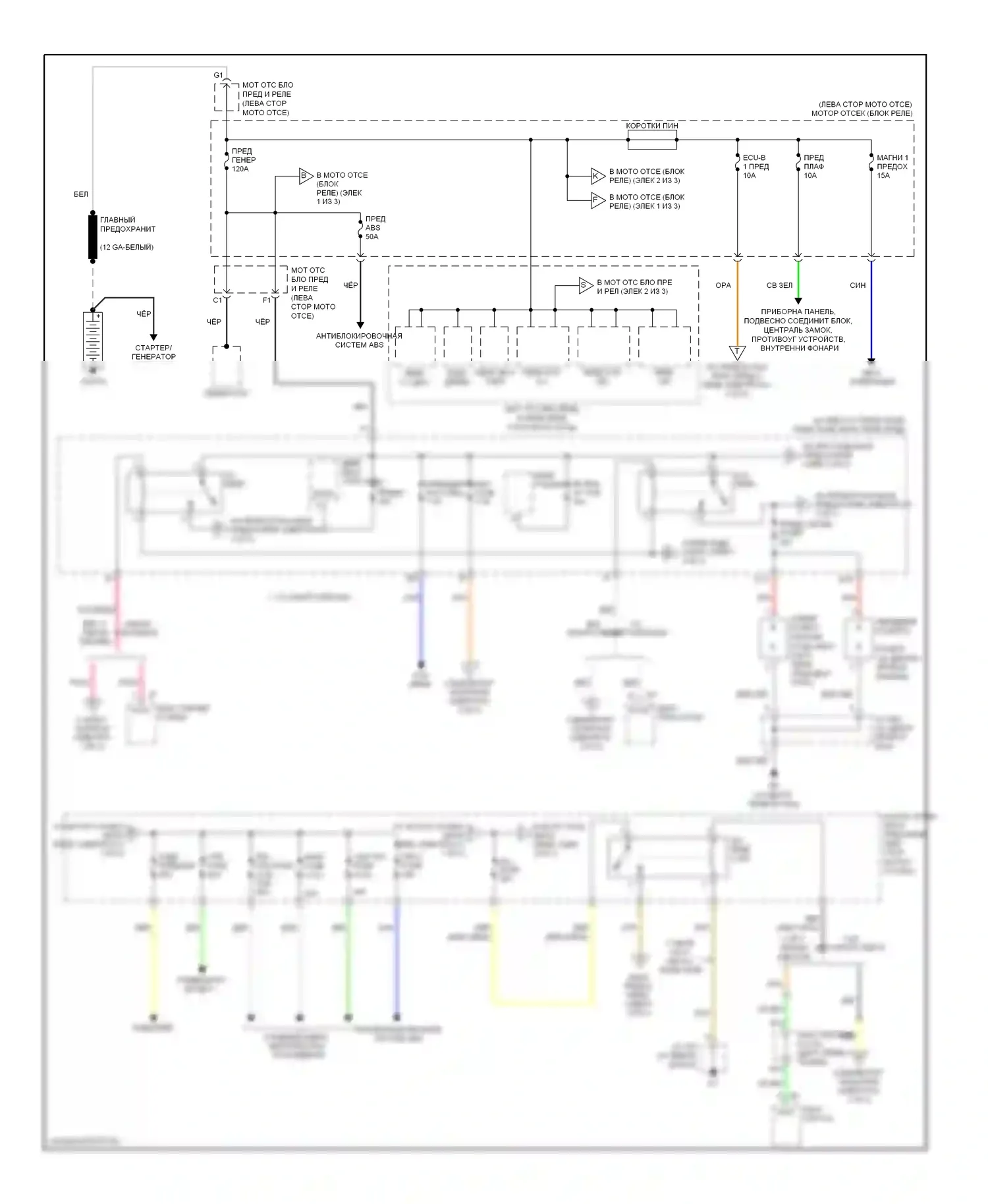 Camry Toyota XV40 рестайлинг (2009-2011): Электросхема блока предохранителей реле, кроме гибридного (1 из 3) 