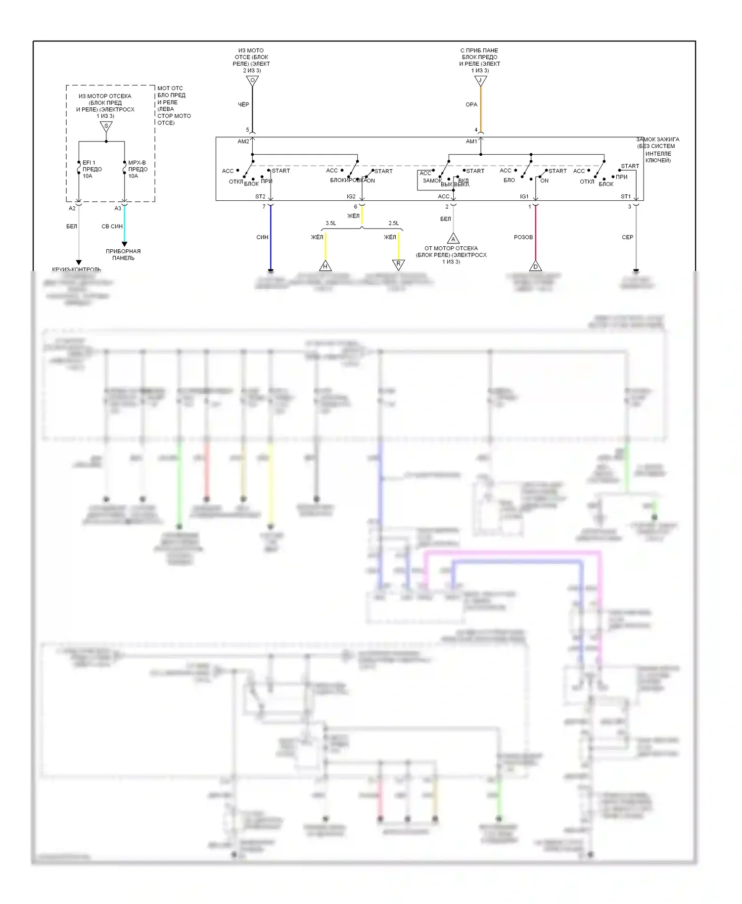 Camry Toyota XV40 рестайлинг (2009-2011): Электросхема блока предохранителей реле, кроме гибридного (2 из 3) 