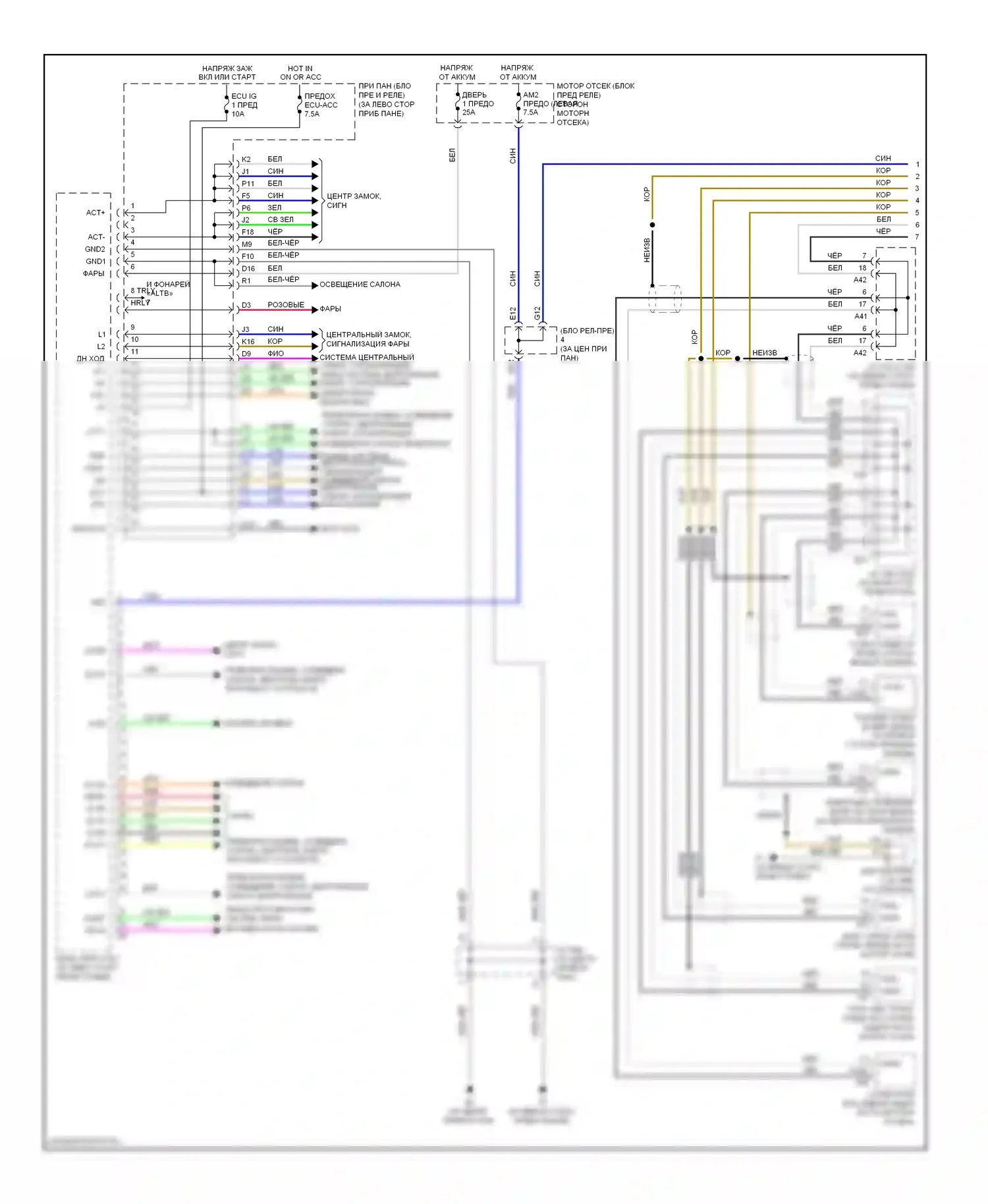 Camry Toyota XV40 рестайлинг (2009-2011): Электросхема блоков управления кузовом, гибридная (1 из 2) 
