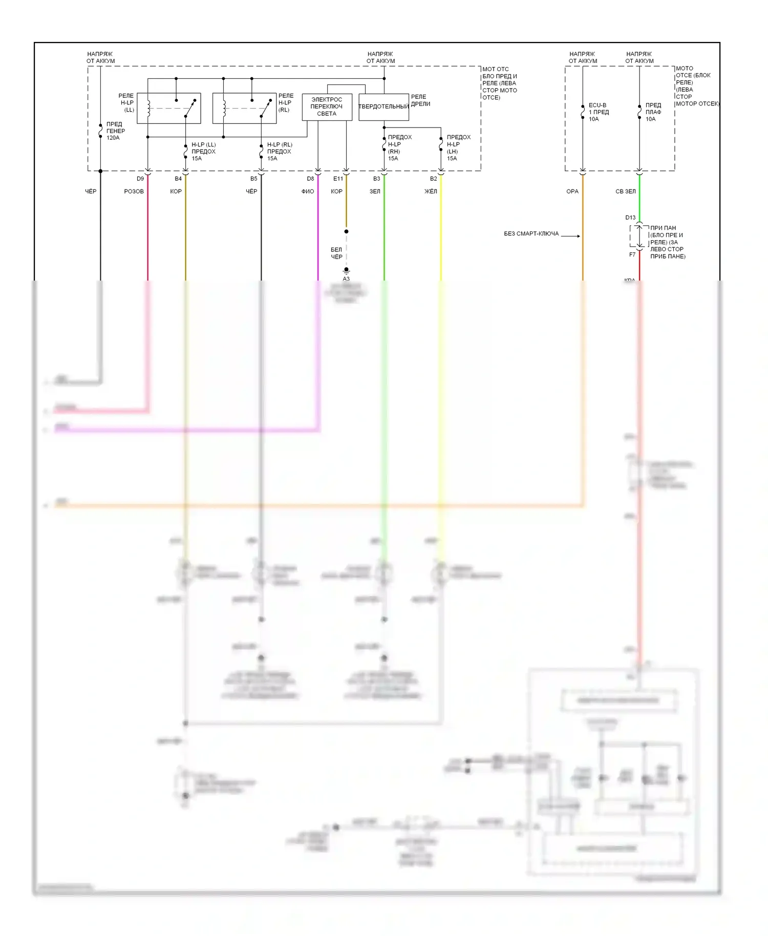 Camry Toyota XV40 рестайлинг (2009-2011): Электросхема фар, кроме гибридной (2 из 2) 