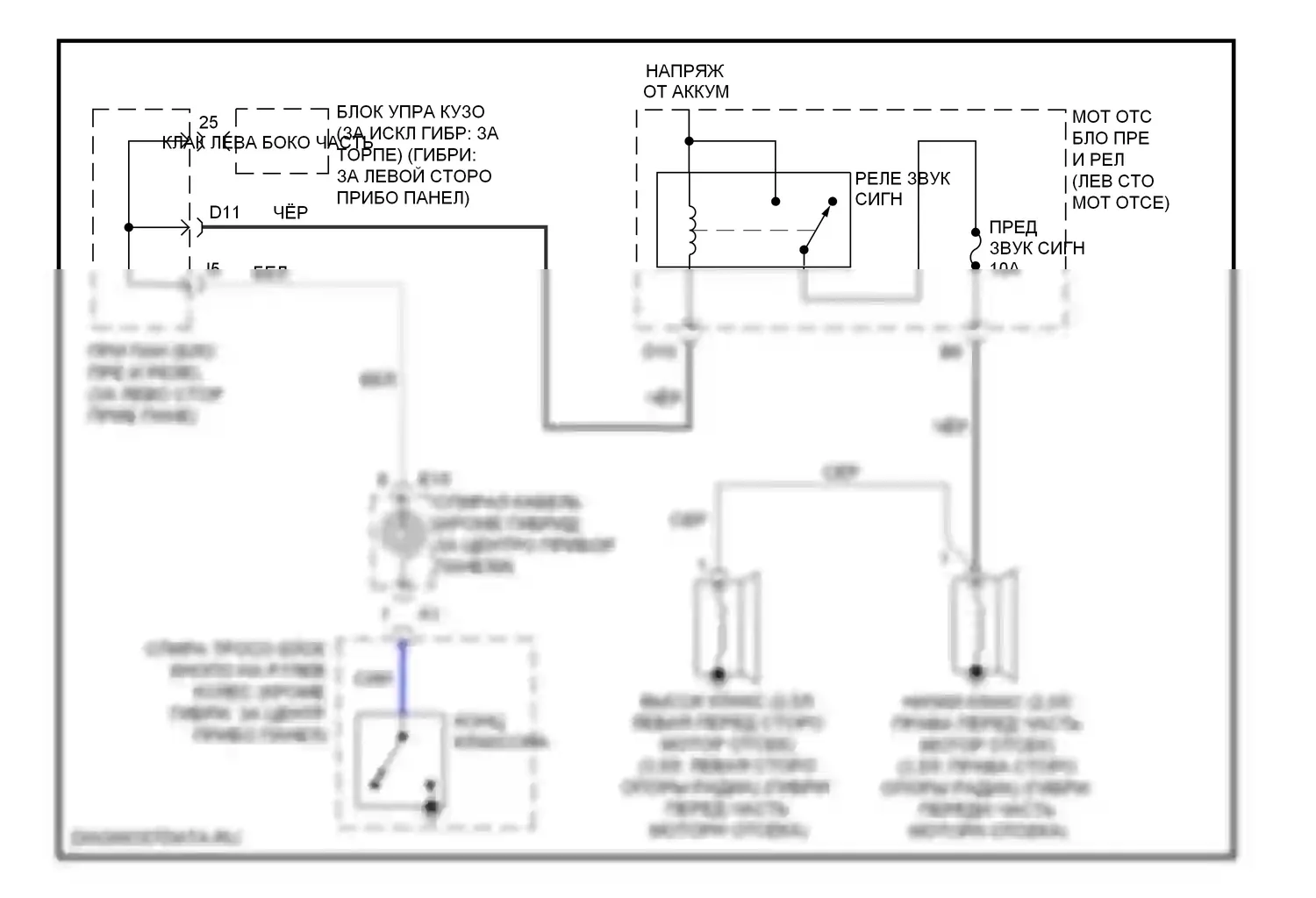 Camry Toyota XV40 рестайлинг (2009-2011): Электросхема клаксона 