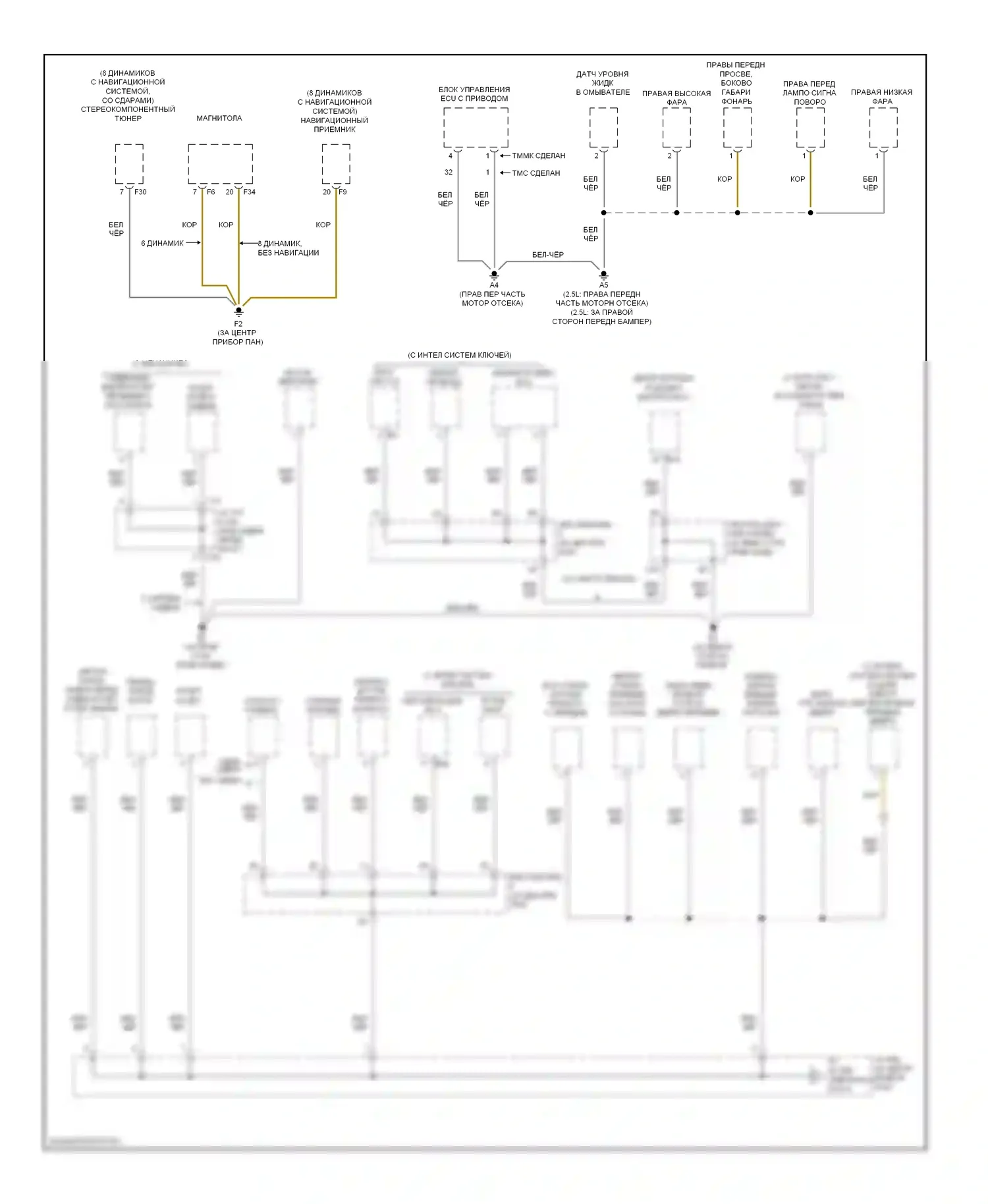Camry Toyota XV40 рестайлинг (2009-2011): Электросхема разводки массы, за исключением гибридной (3 из 4) 