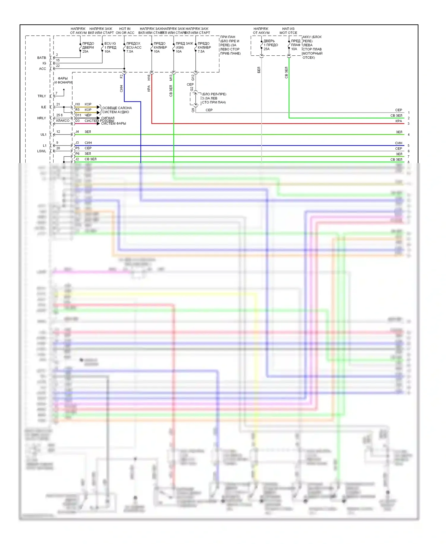 Camry Toyota XV40 рестайлинг (2009-2011): Электросхема центрального замка, за исключением гибридной системы с интеллектуальным ключом (1 из 4) 