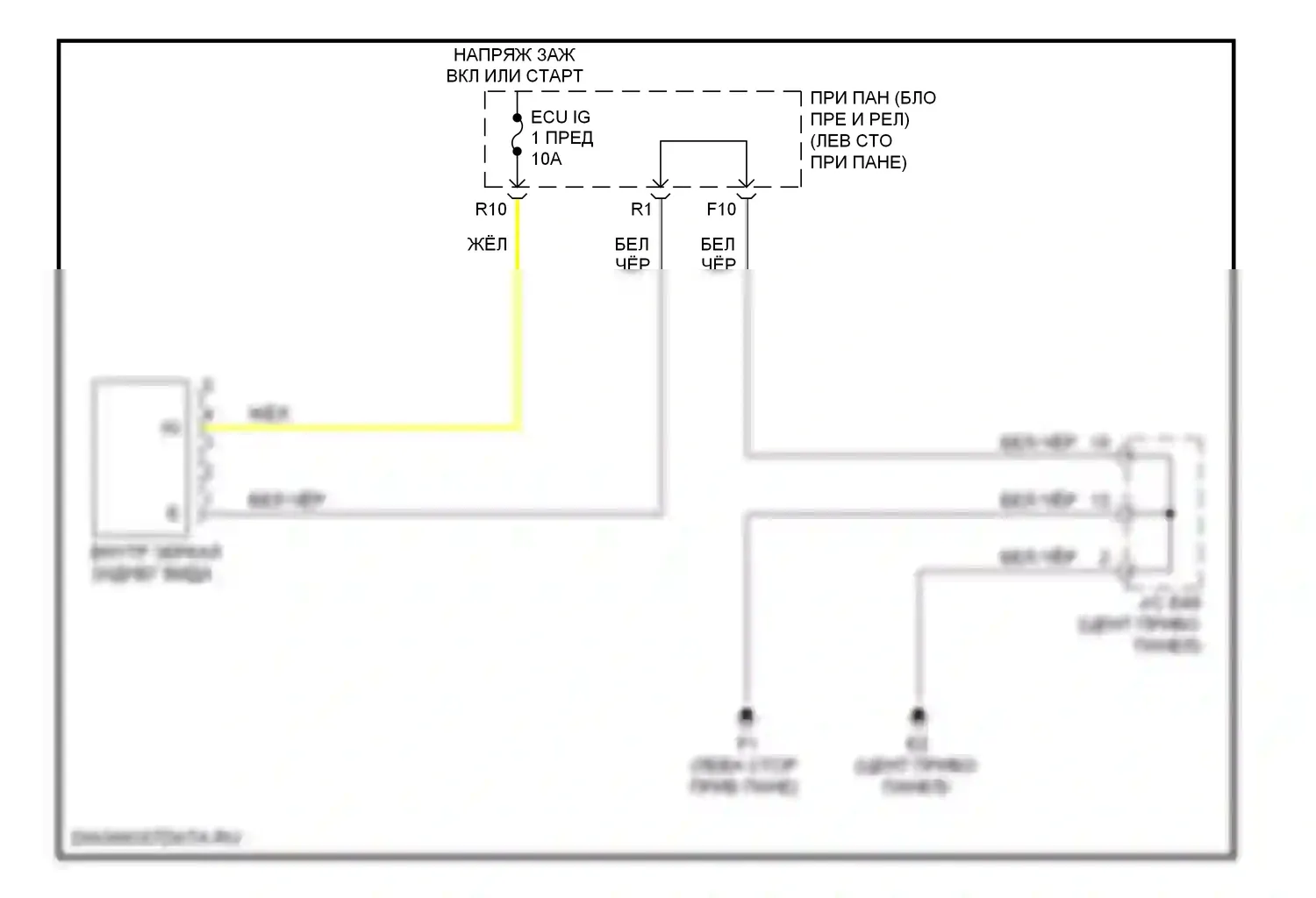 Camry Toyota XV40 рестайлинг (2009-2011): Электросхема электрохромного зеркала 