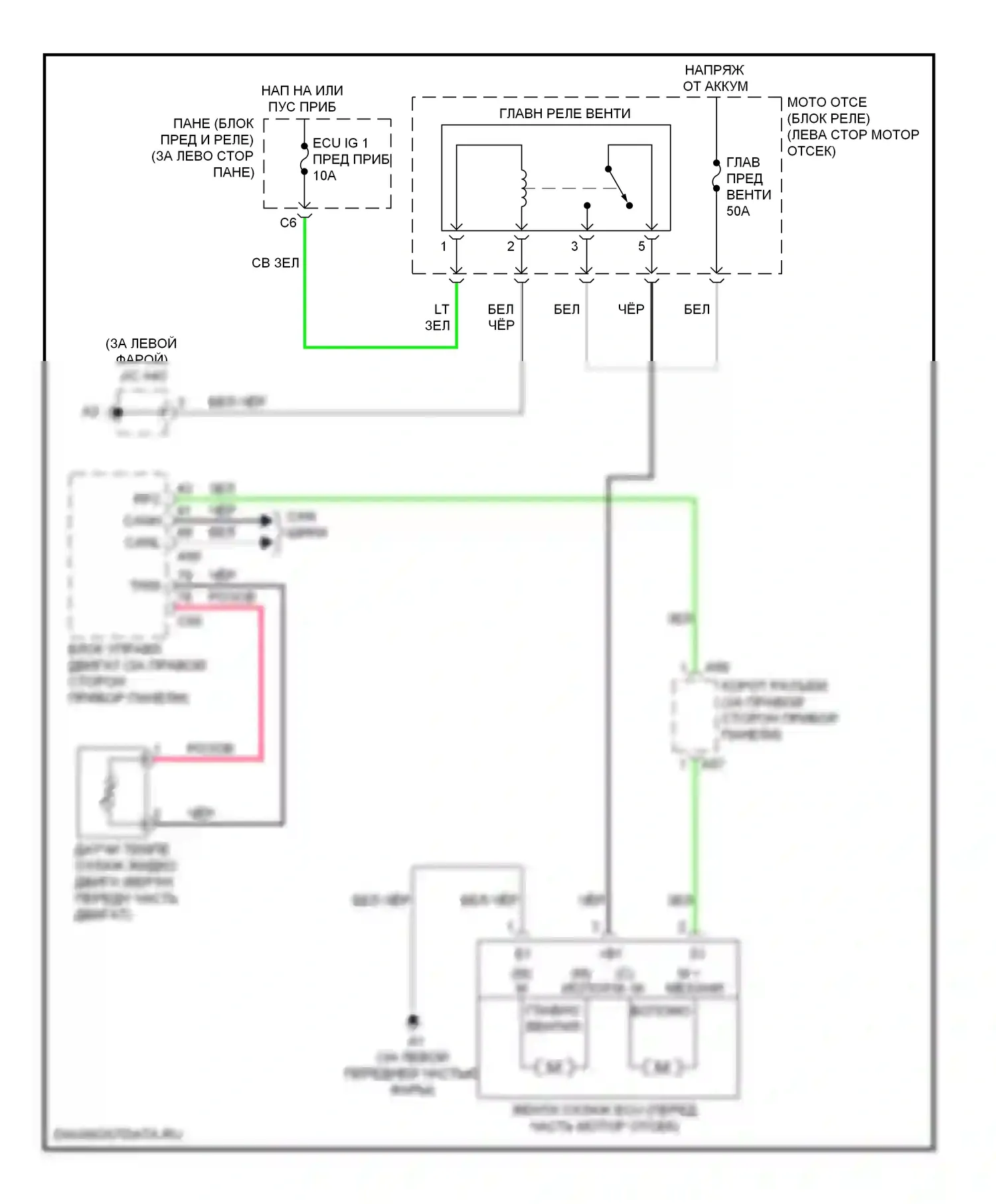 Camry Toyota XV40 рестайлинг (2009-2011): 3.5л, электросхема вентилятора охлаждения, кроме гибридного 