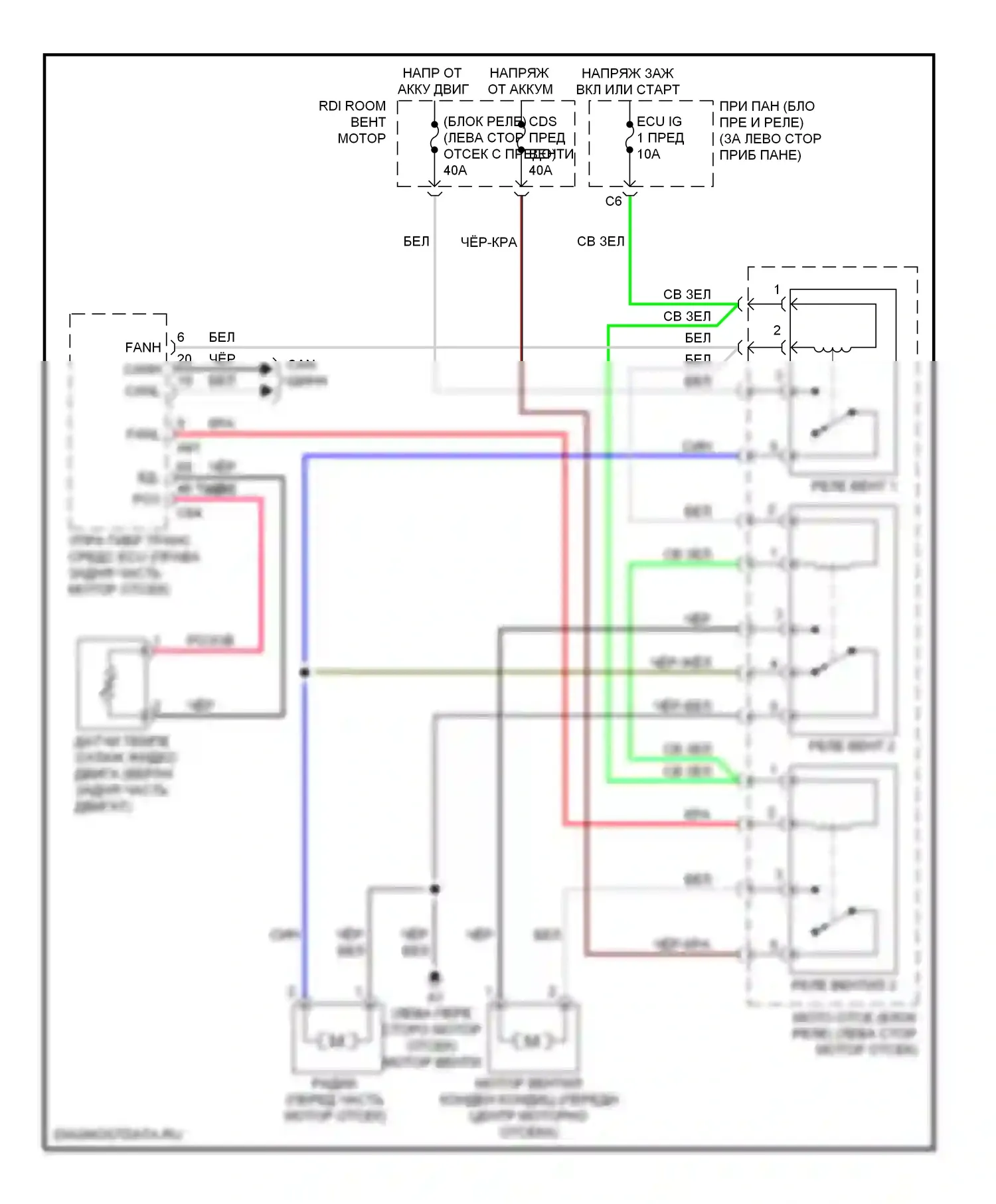 Camry Toyota XV40 рестайлинг (2009-2011): Электросхема вентилятора охлаждения, гибрид 