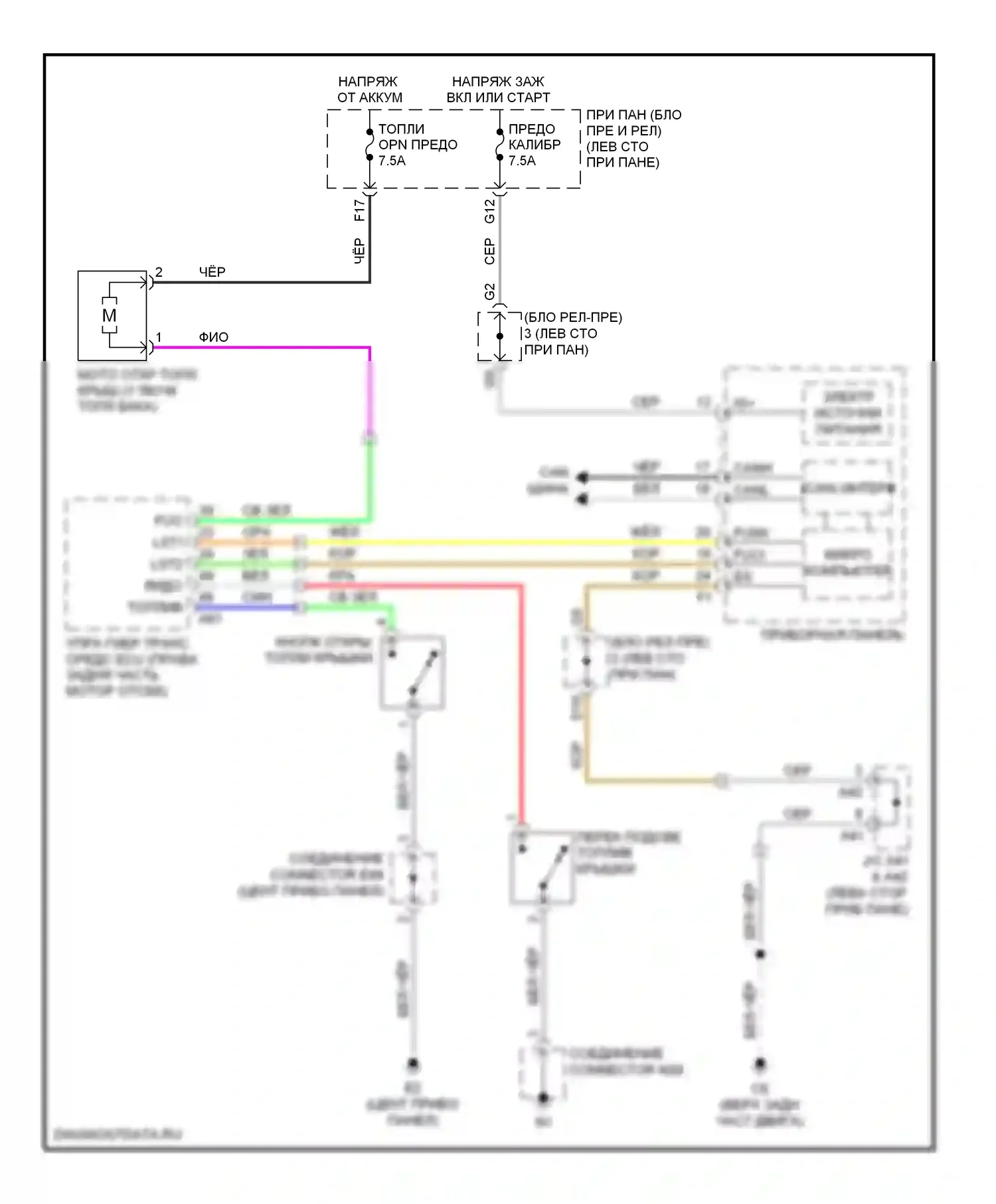 Camry Toyota XV40 (2006-2009): Электросхема открывания лючка топливного бака, гибрид 
