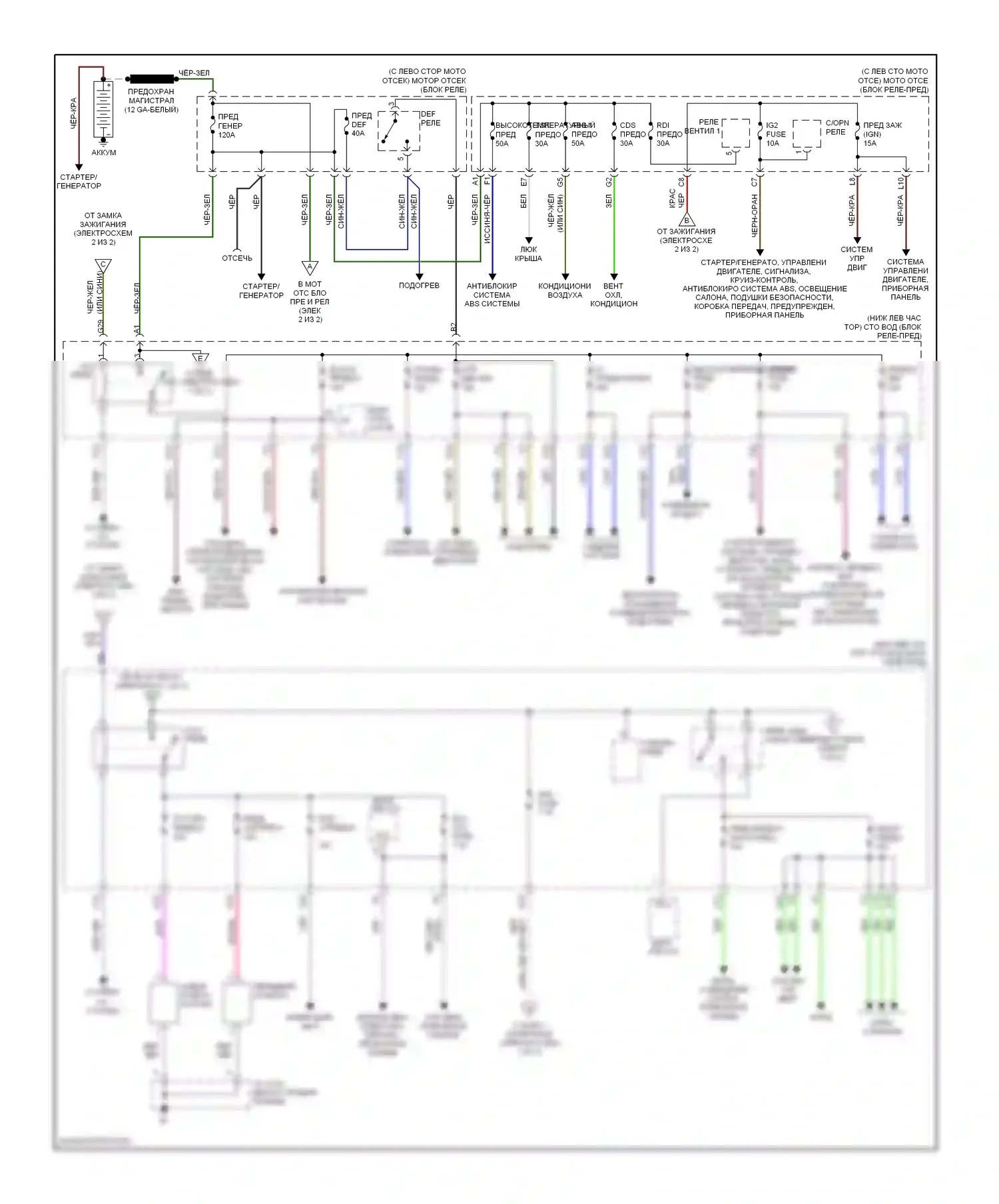 Camry Toyota XV40 (2006-2009): Электросхема блока предохранителей реле (1 из 2) 