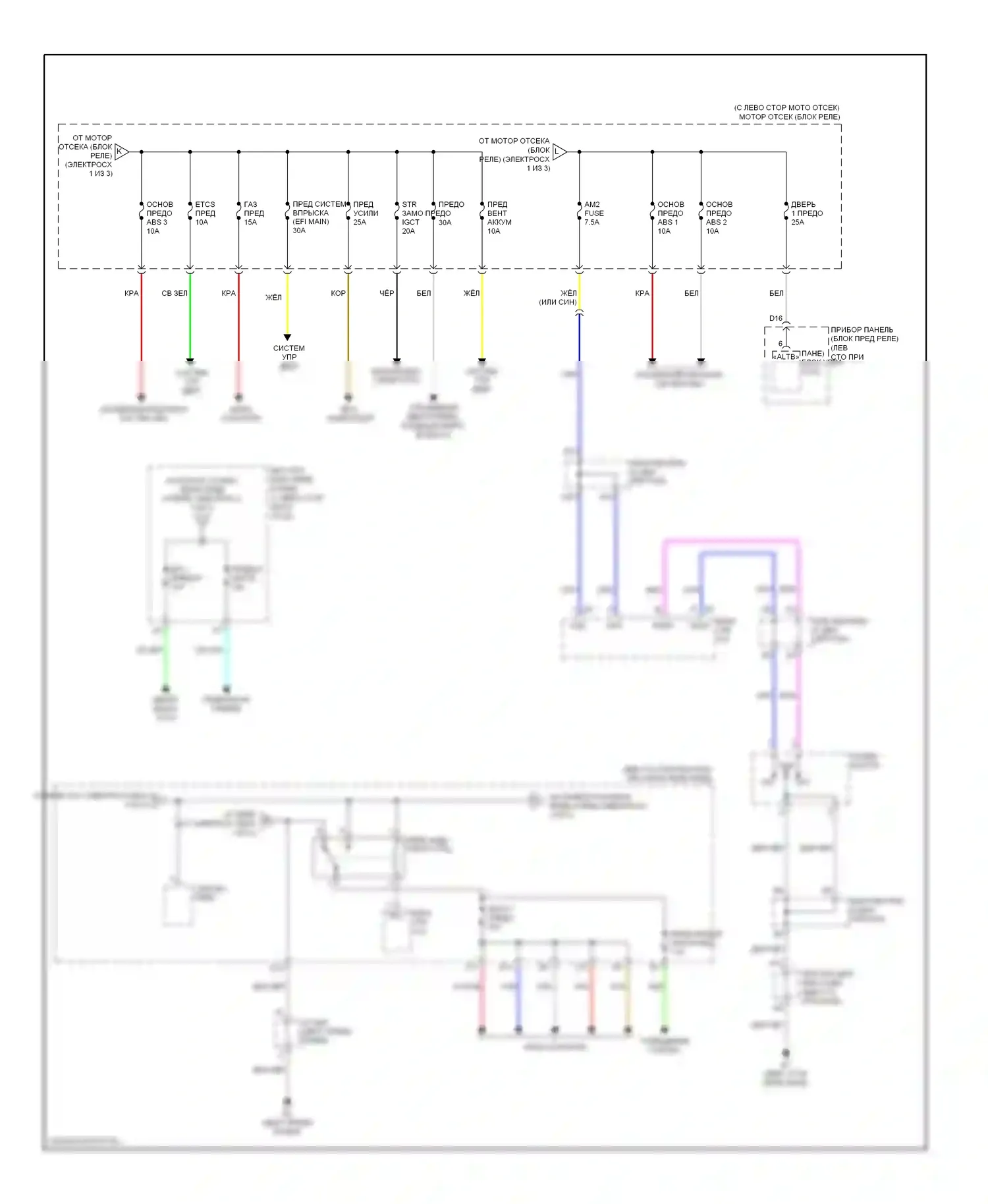 Camry Toyota XV40 (2006-2009): Электросхема блока предохранителей реле, гибридного (2 из 3) 