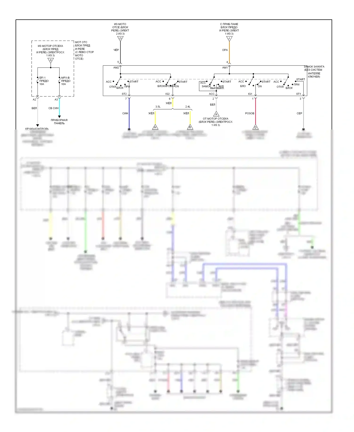 Camry Toyota XV40 (2006-2009): Электросхема блока предохранителей реле, кроме гибридного (2 из 3) 