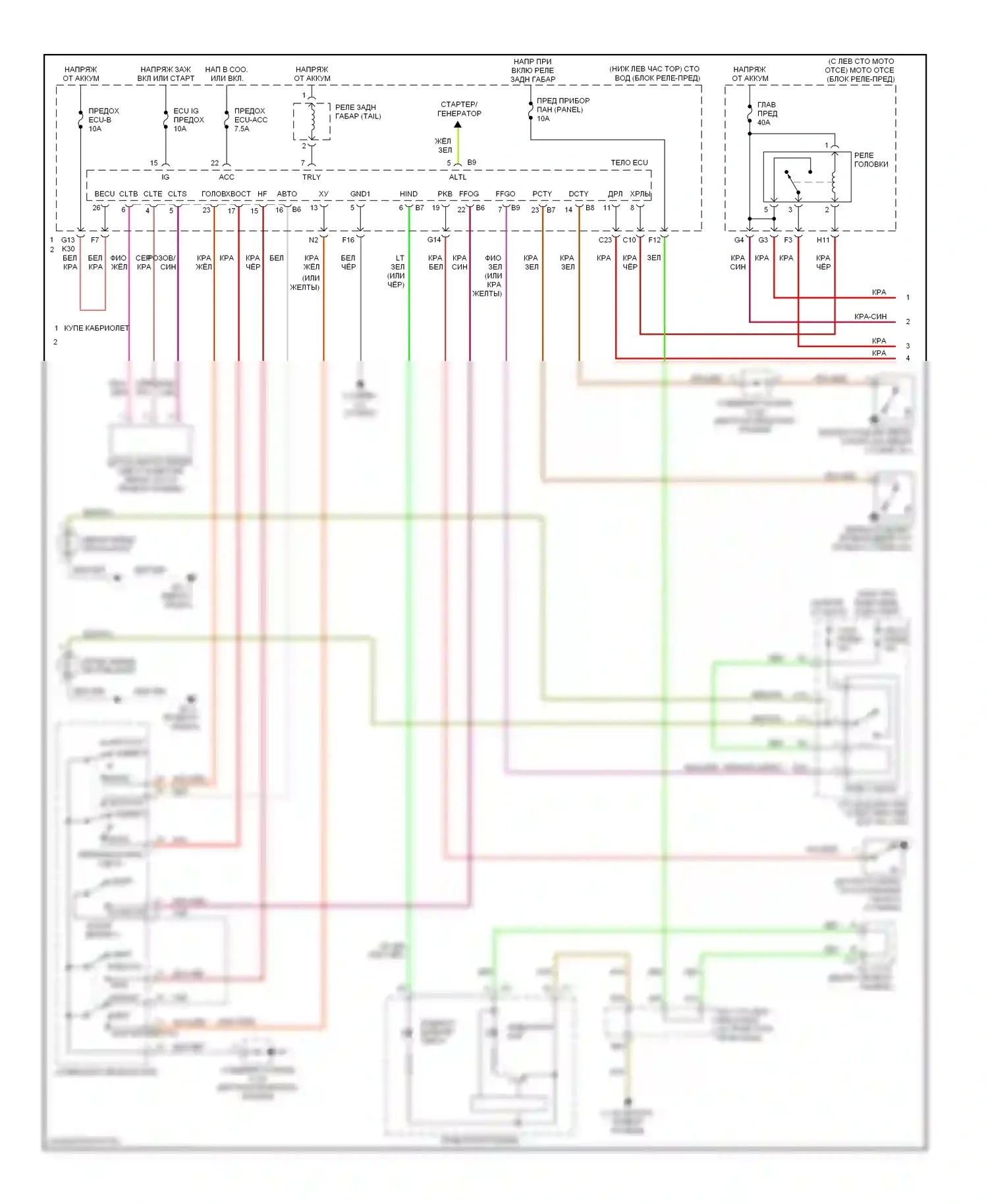Camry Toyota XV40 (2006-2009): Электросхема фар (1 из 2) 