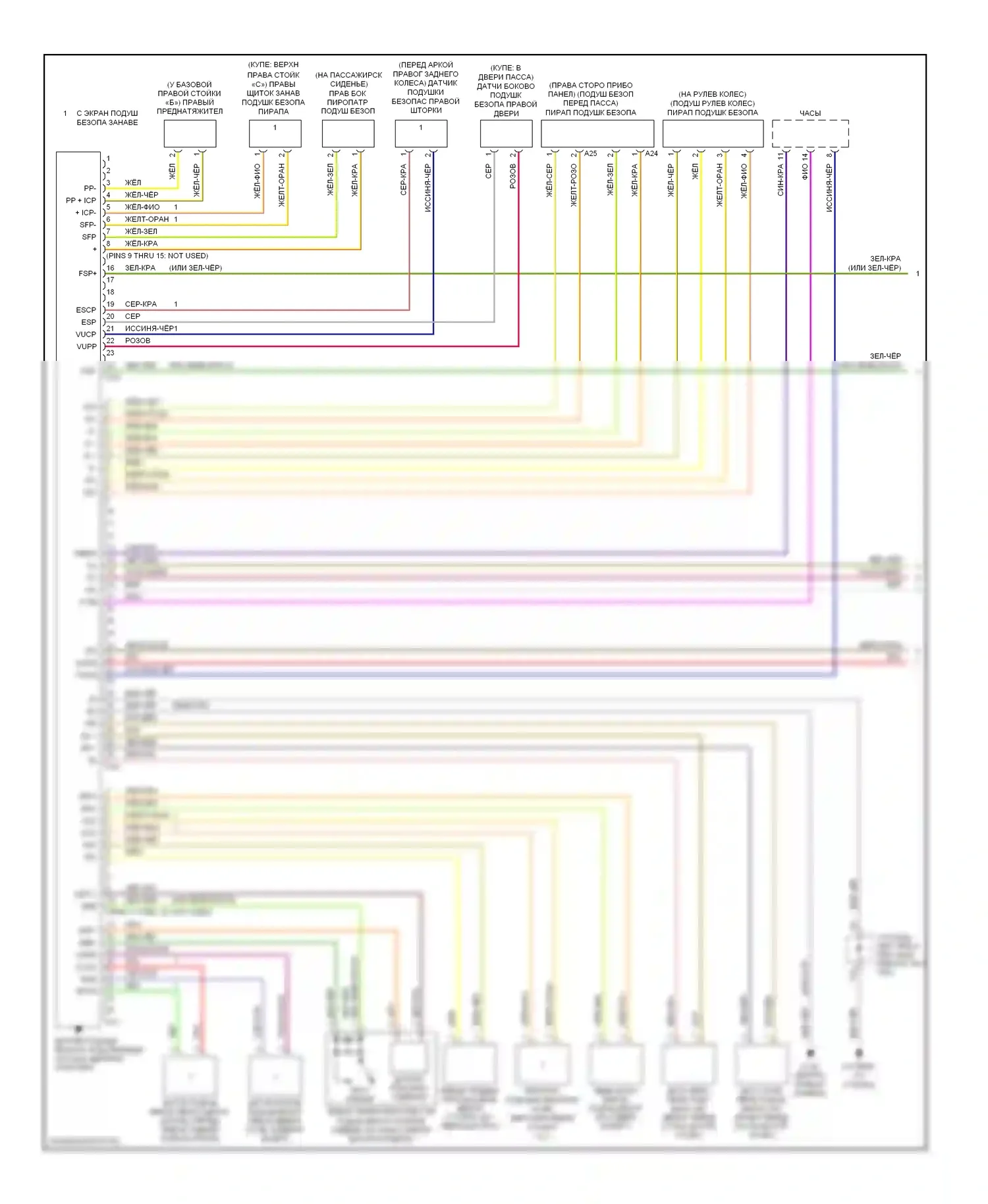 Camry Toyota XV40 (2006-2009): Электросхема подушек безопасности (1 из 2) 