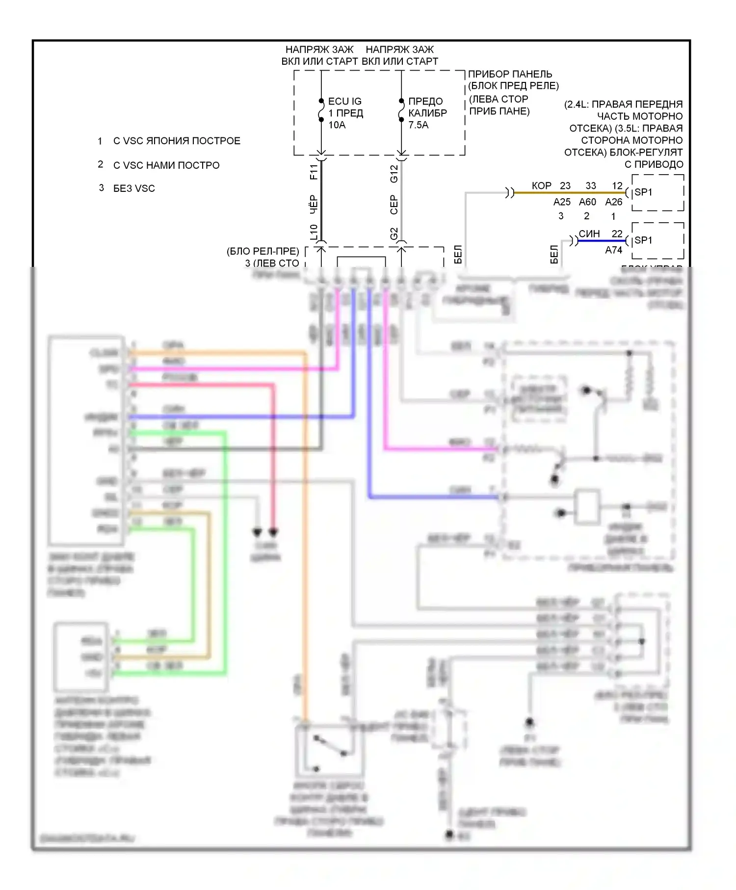 Camry Toyota XV40 (2006-2009): Электросхема контроля давления в шинах 