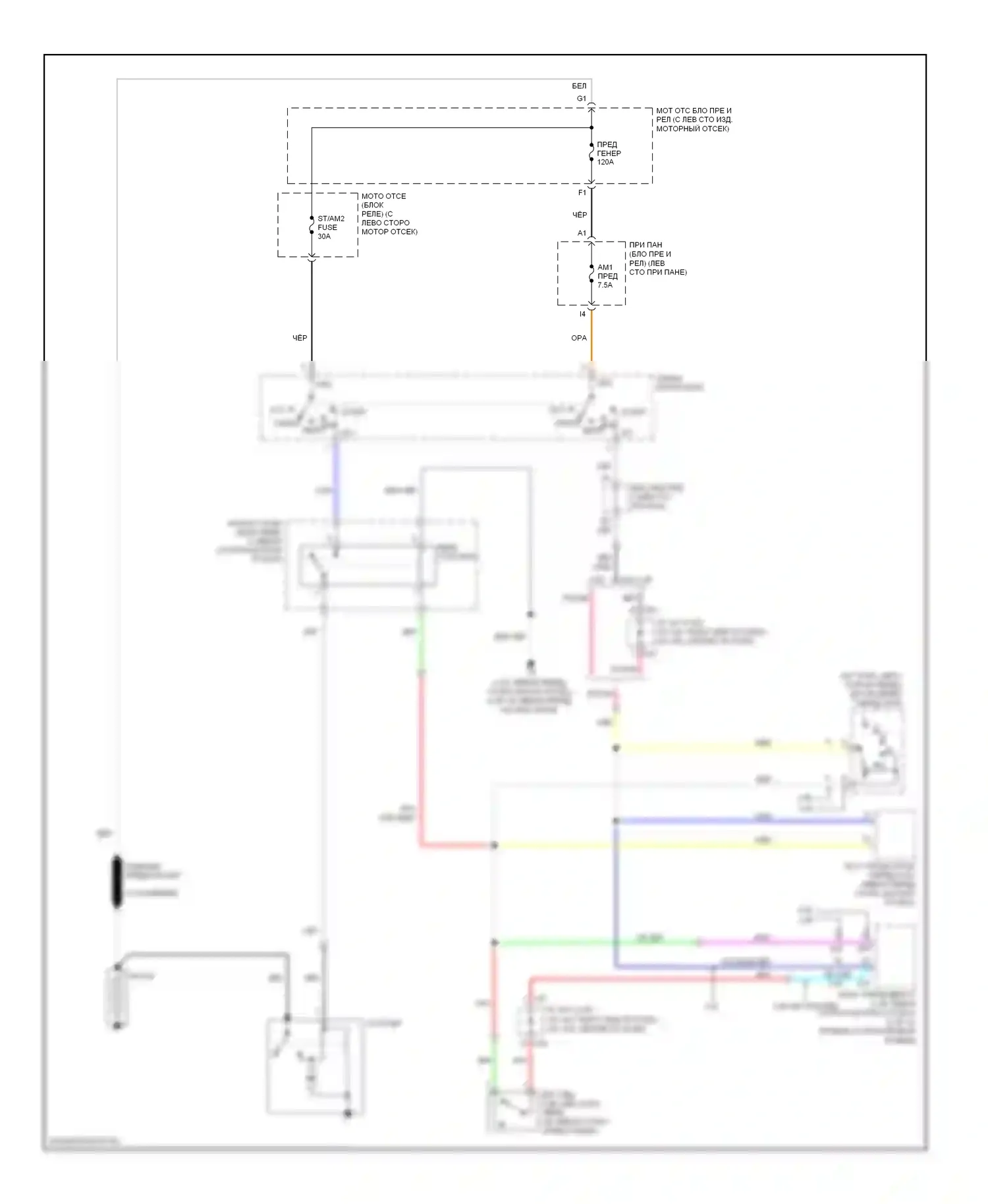 Camry Toyota XV40 (2006-2009): Электросхема стартера, без системы интеллектуальных ключей, за исключением гибридного 