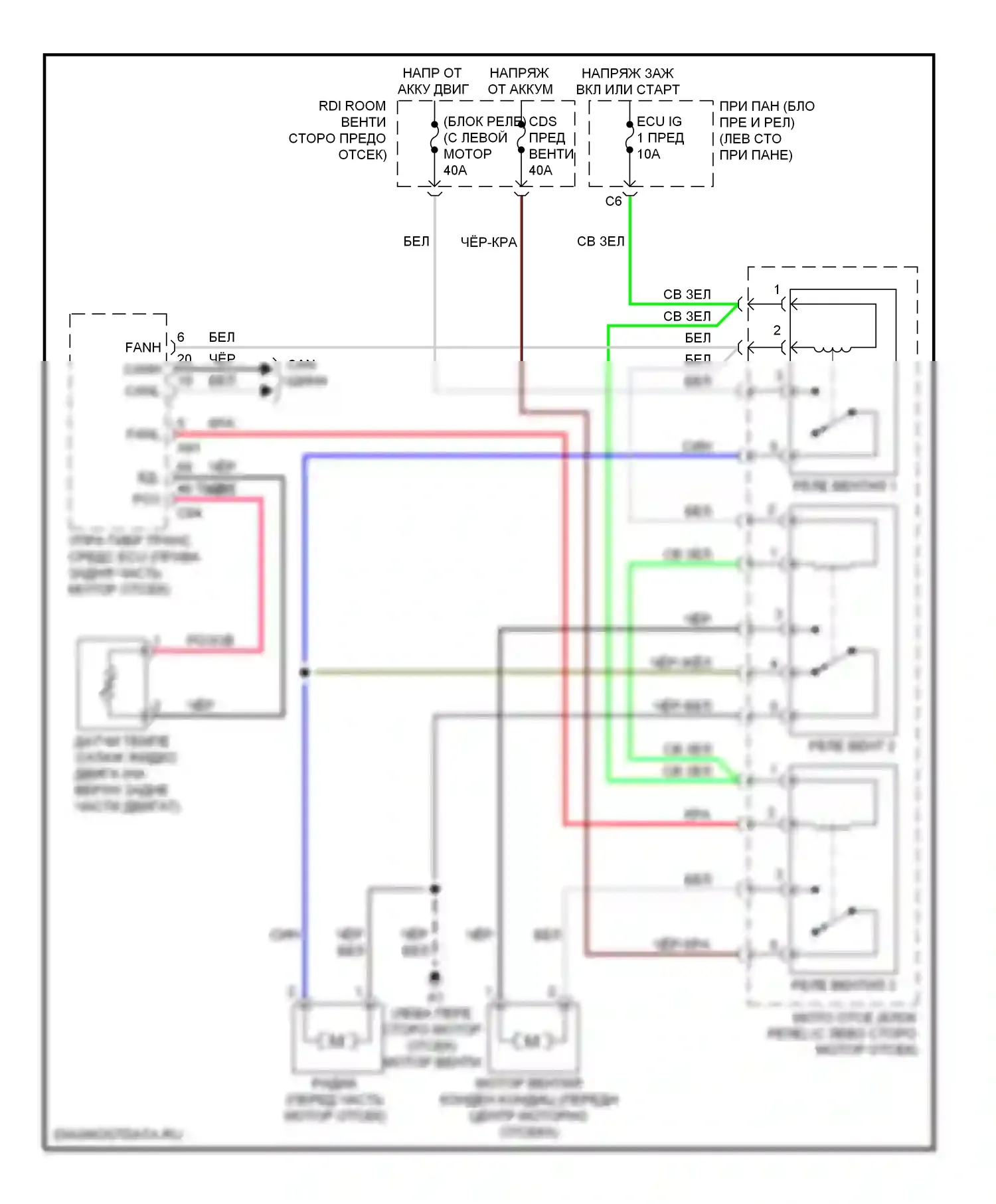 Camry Toyota XV40 (2006-2009): Электросхема вентилятора охлаждения, гибрид 