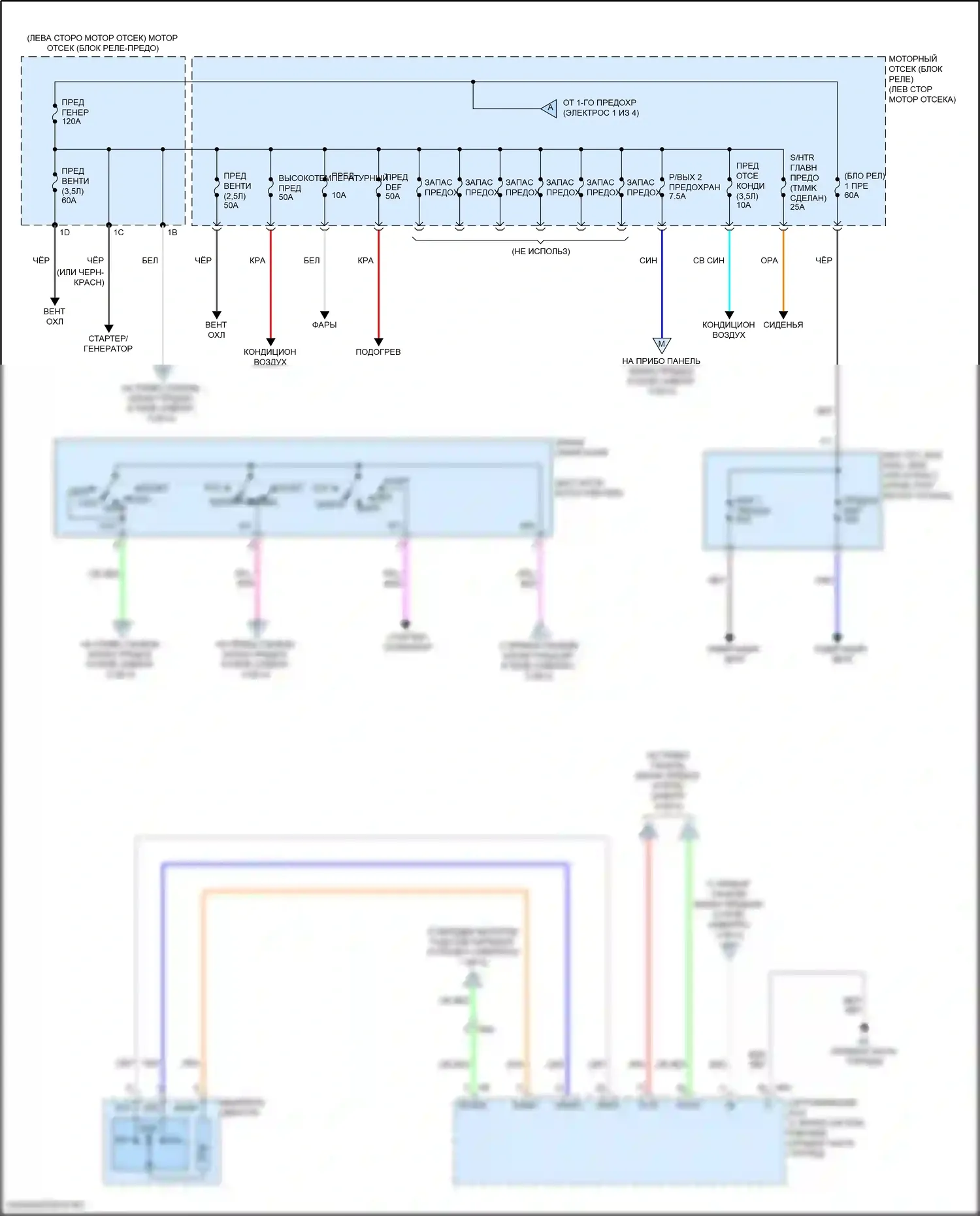 Camry Toyota XV50 рестайлинг 2 (2017-2018): Электросхема блока предохранителей реле, кроме гибридного (2 из 4) 