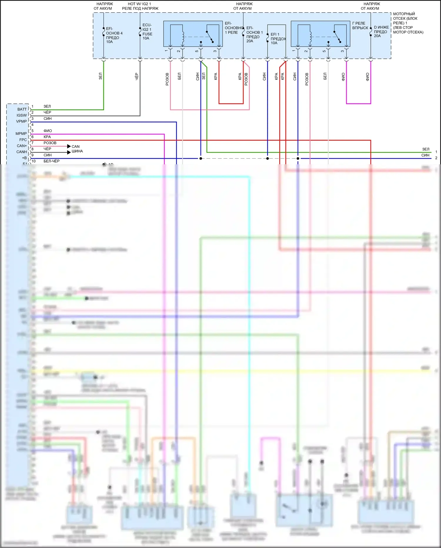 Camry Toyota XV50 рестайлинг 2 (2017-2018): Электросхема двигатель 2.5л гибрид, электросхема органов управления двигателем (1 из 7) 