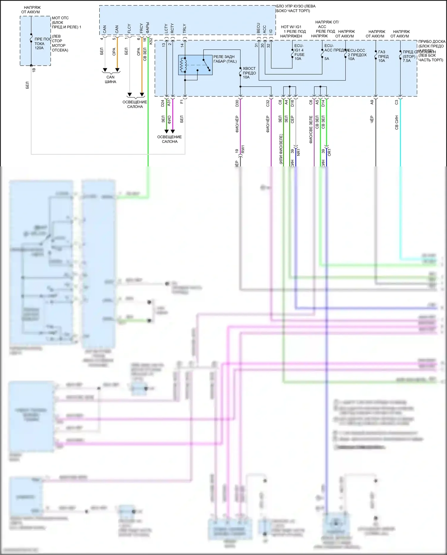 Camry Toyota XV50 рестайлинг 2 (2017-2018): Электросхема фар и фонарей, гибридная (1 из 3) 