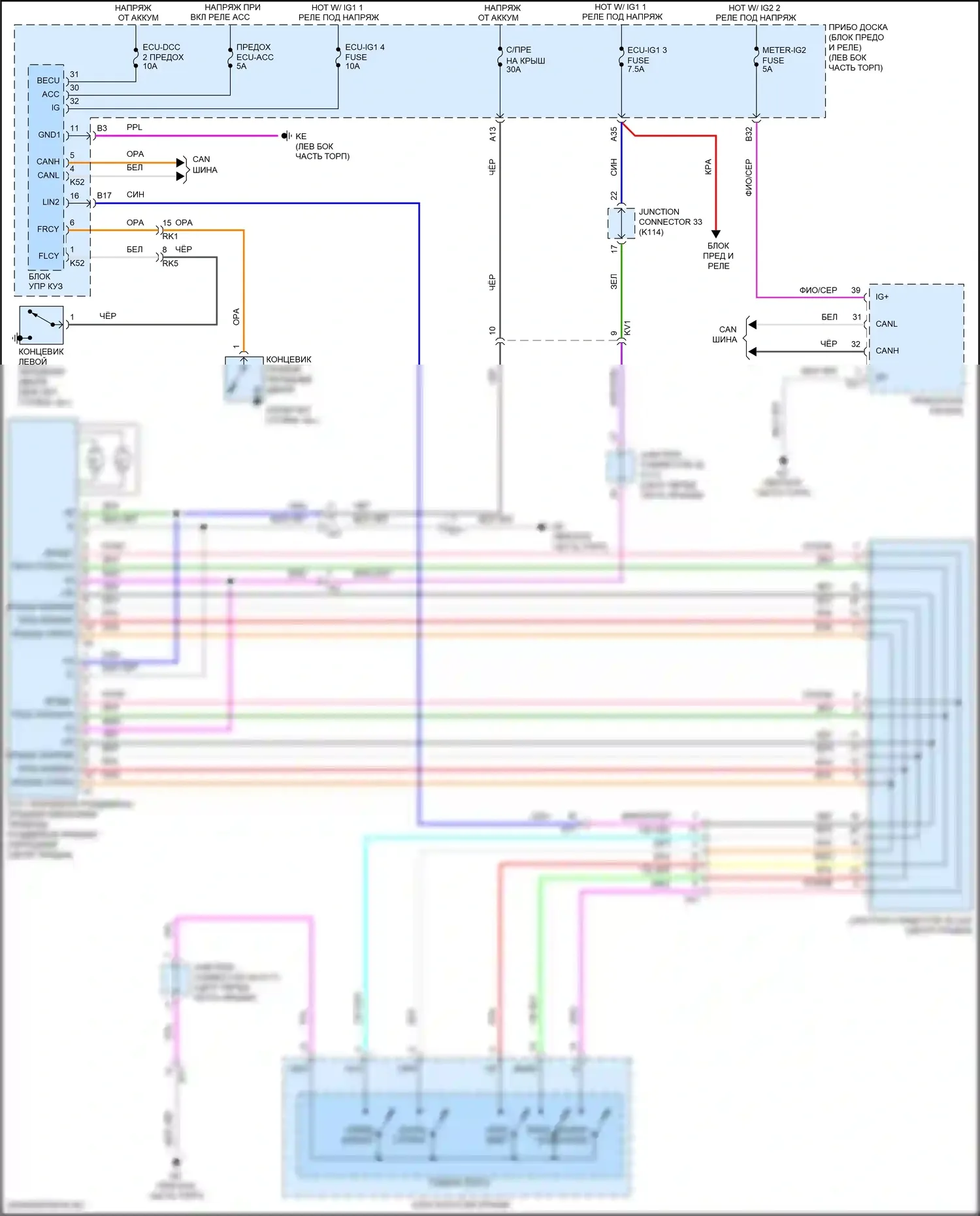 Camry Toyota XV50 рестайлинг 2 (2017-2018): Электросхема силовой раздвижной крыши 