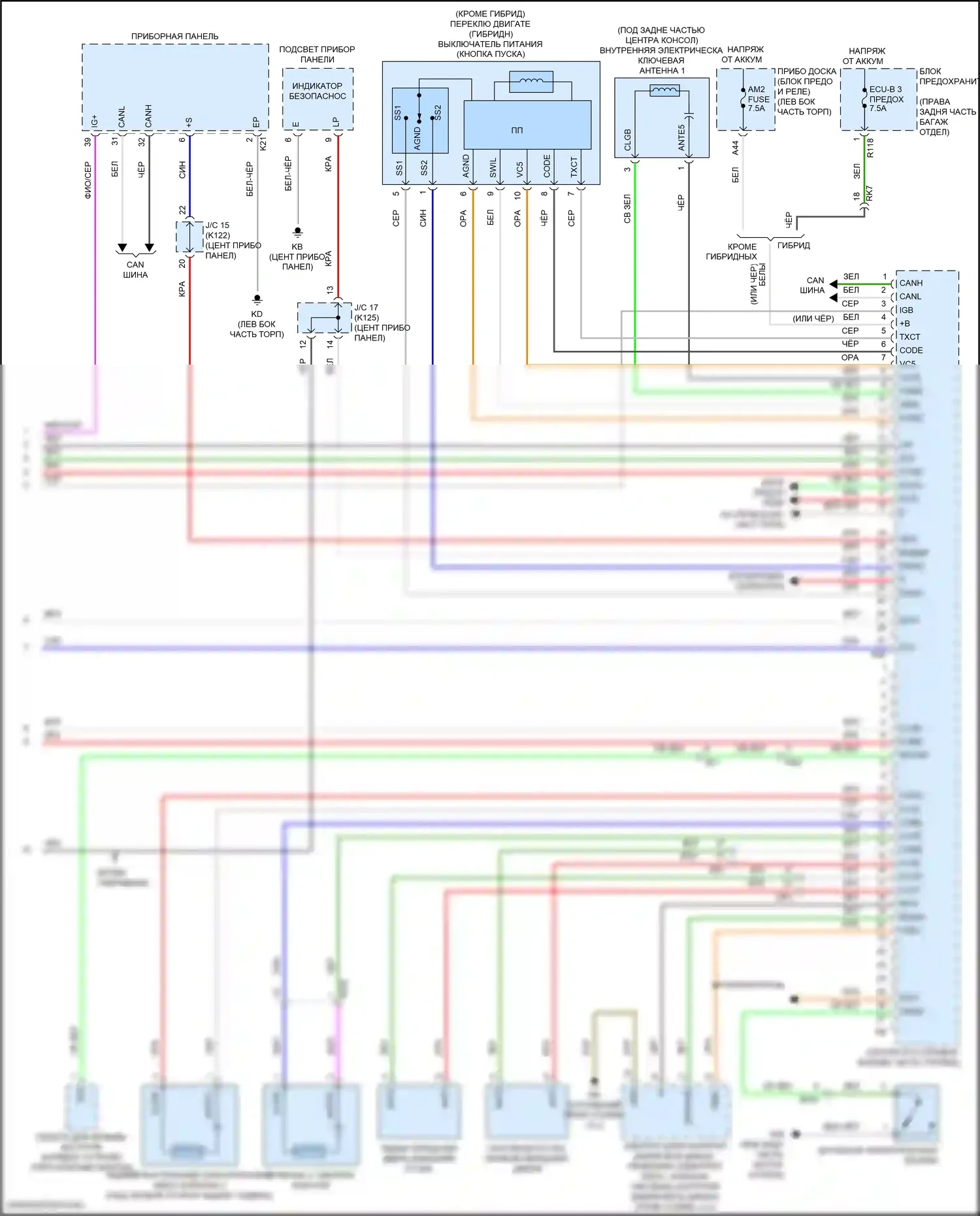 Camry Toyota XV50 рестайлинг 2 (2017-2018): Электросхема центрального замка, гибридная (4 из 4) 