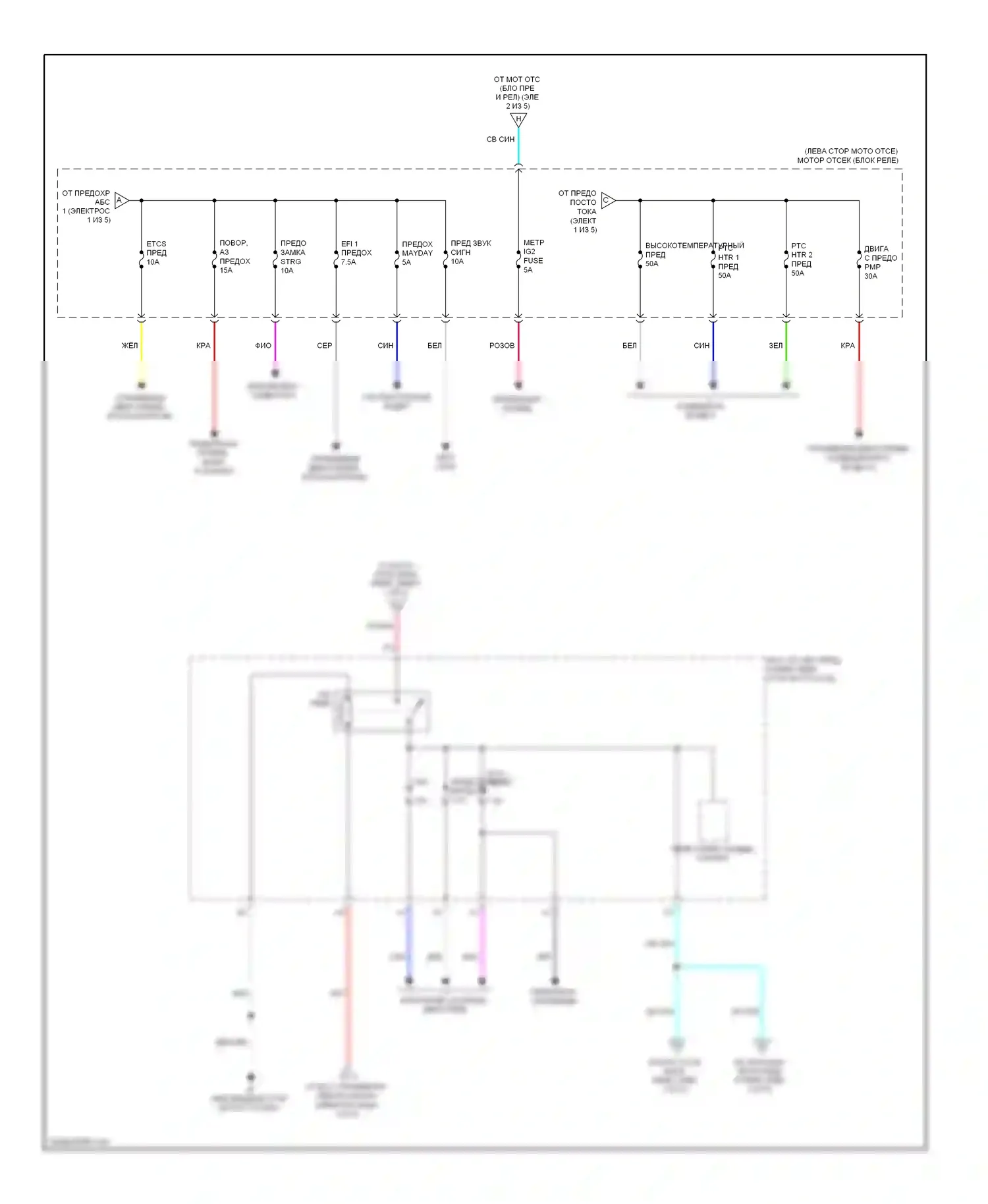 Camry Toyota XV50 (2011-2014): Электросхема блока предохранителей реле, гибридного (2 из 5) 