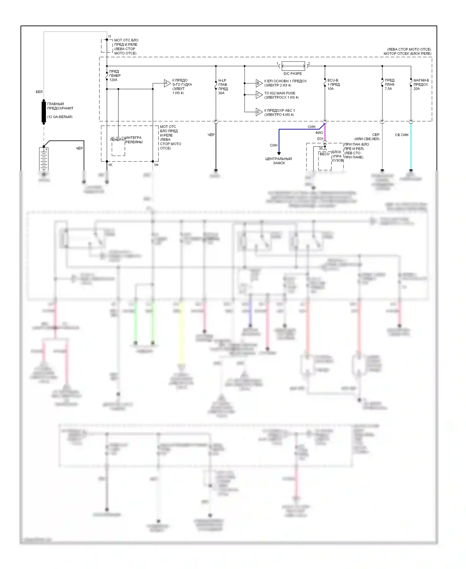 Camry Toyota XV50 (2011-2014): Электросхема блока предохранителей реле, кроме гибридного (1 из 4) 