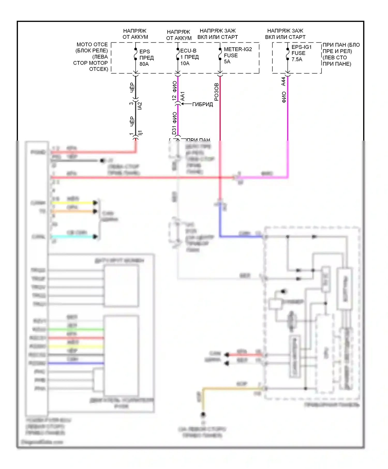 Camry Toyota XV50 (2011-2014): 3.5l, электросхема электроусилителя руля 