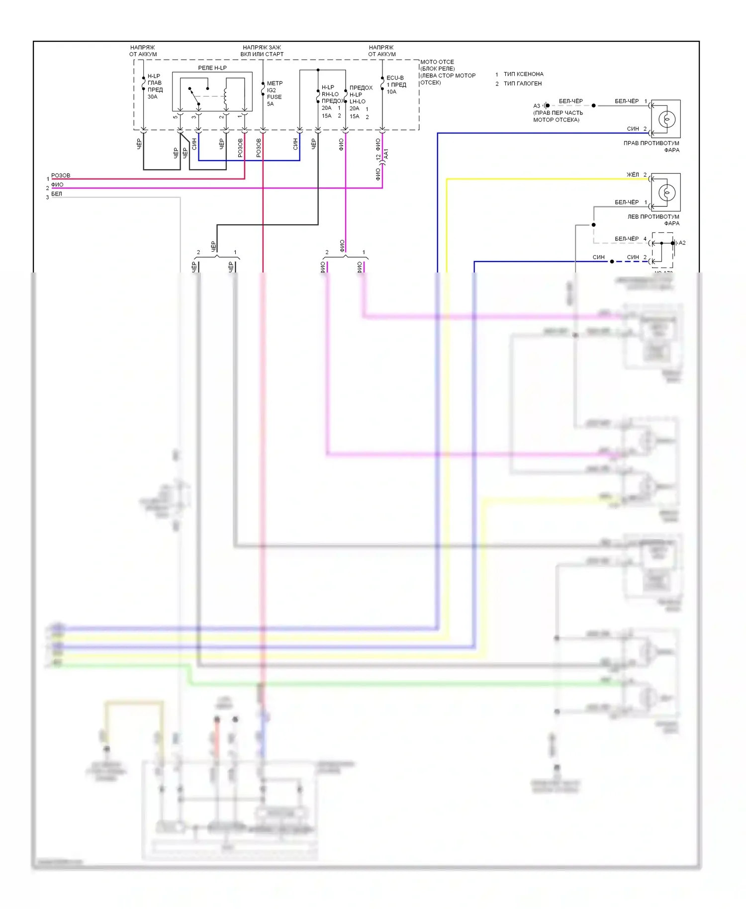 Camry Toyota XV50 (2011-2014): Электросхема фар, гибридная (2 из 2) 
