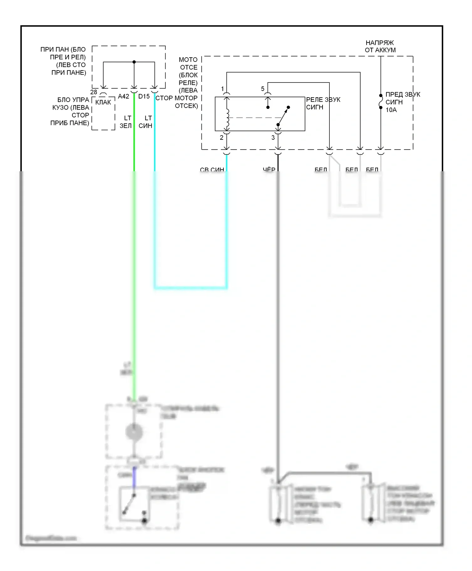 Camry Toyota XV50 (2011-2014): Электросхема клаксона, гибридная 
