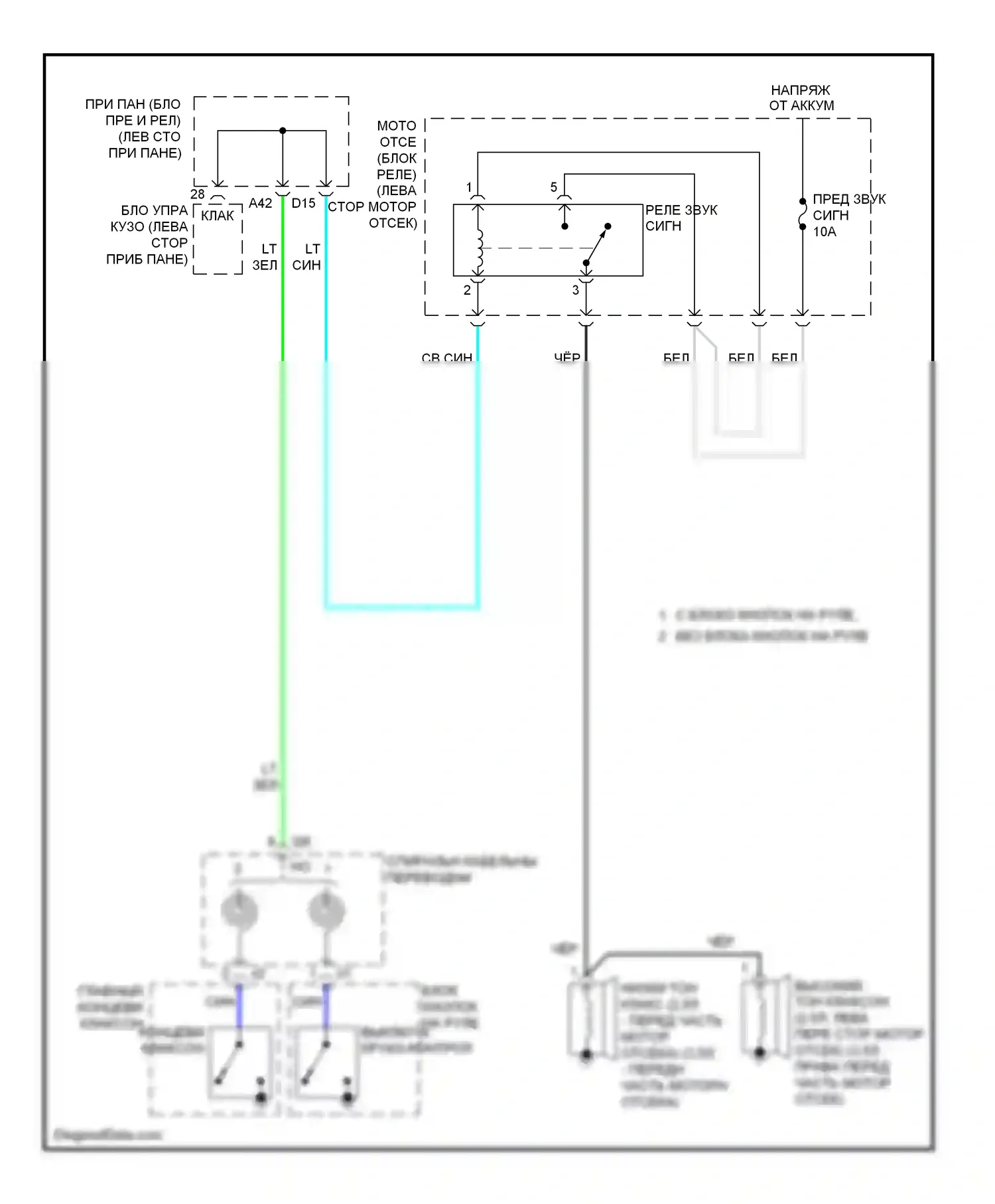 Camry Toyota XV50 (2011-2014): Электросхема клаксона, кроме гибридной 