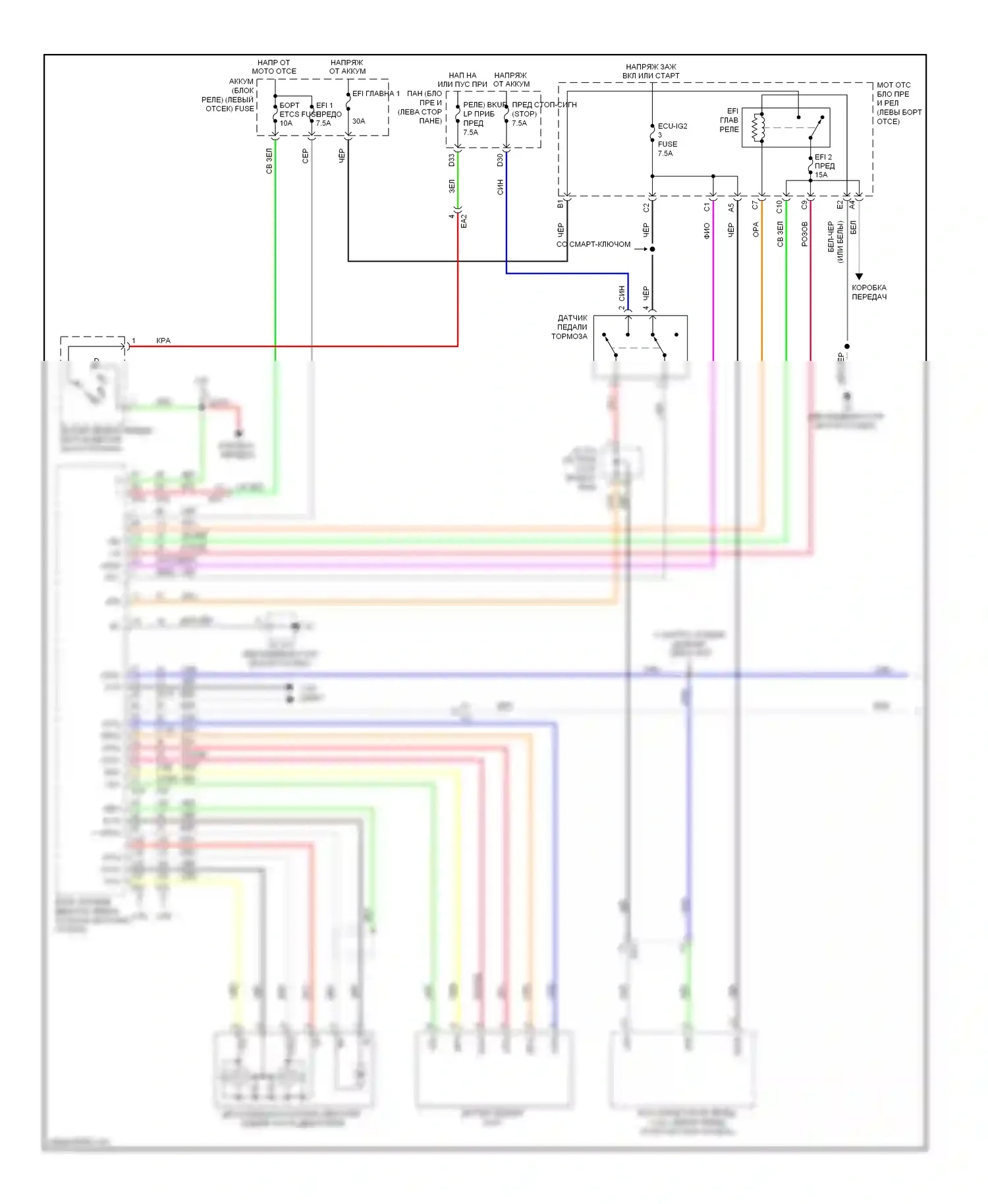Camry Toyota XV50 (2011-2014): Электросхема круиз-контроля, кроме гибридного (1 из 2) 