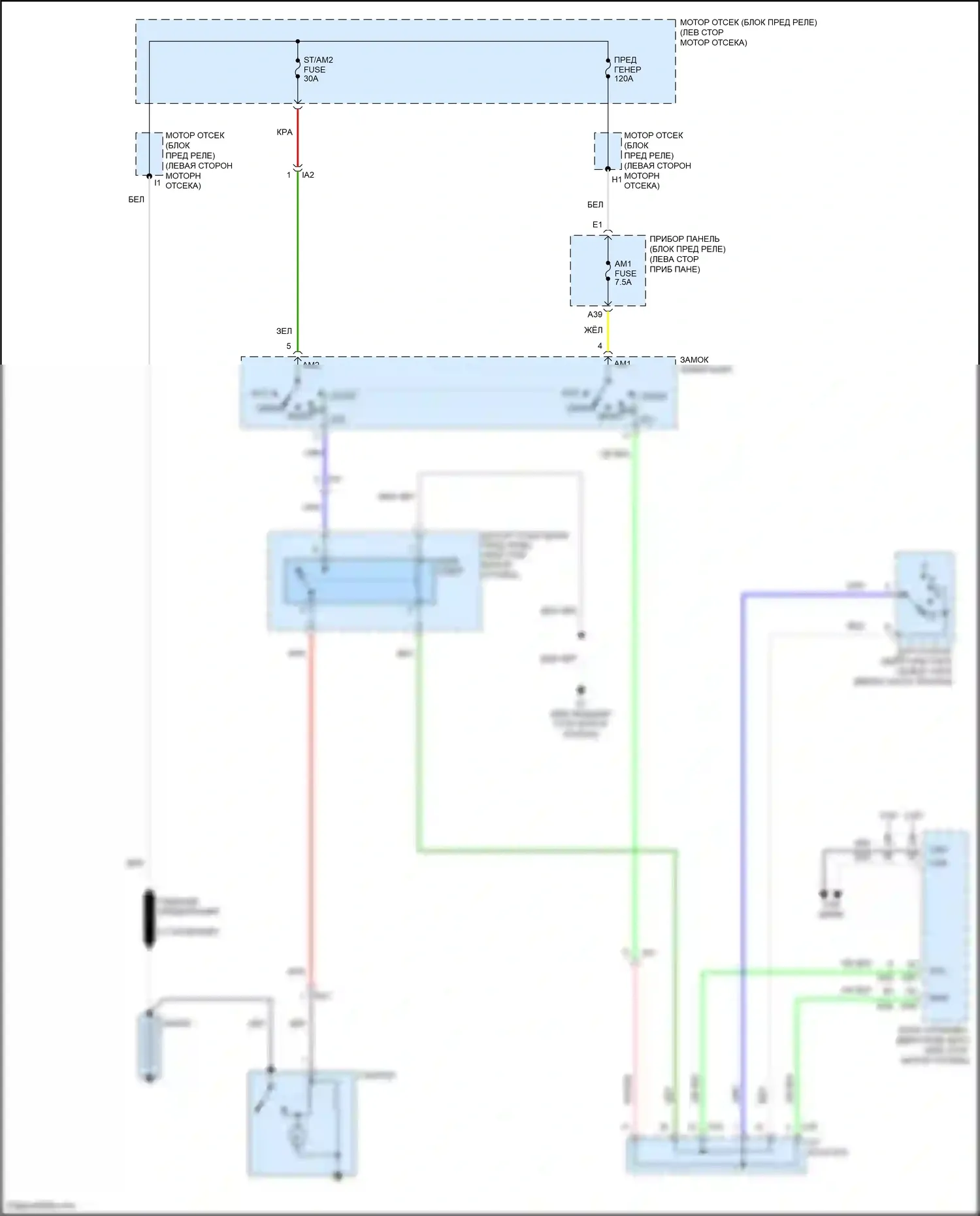 Camry Toyota XV50 (2011-2014): Электросхема стартера, без смарт-ключа 