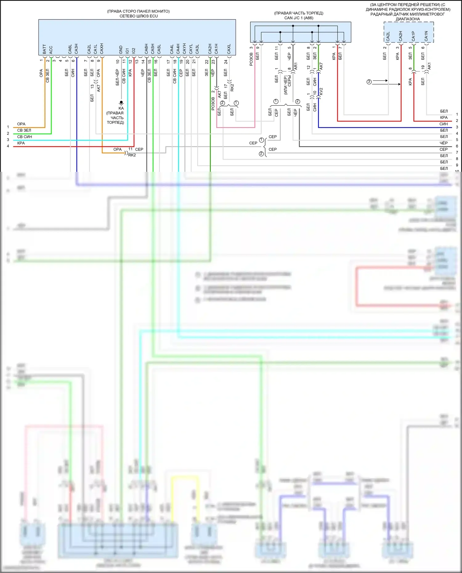 Camry Toyota XV70 рестайлинг (2020-2024): Can шина электросхема, за исключением гибридной (2 из 3) 