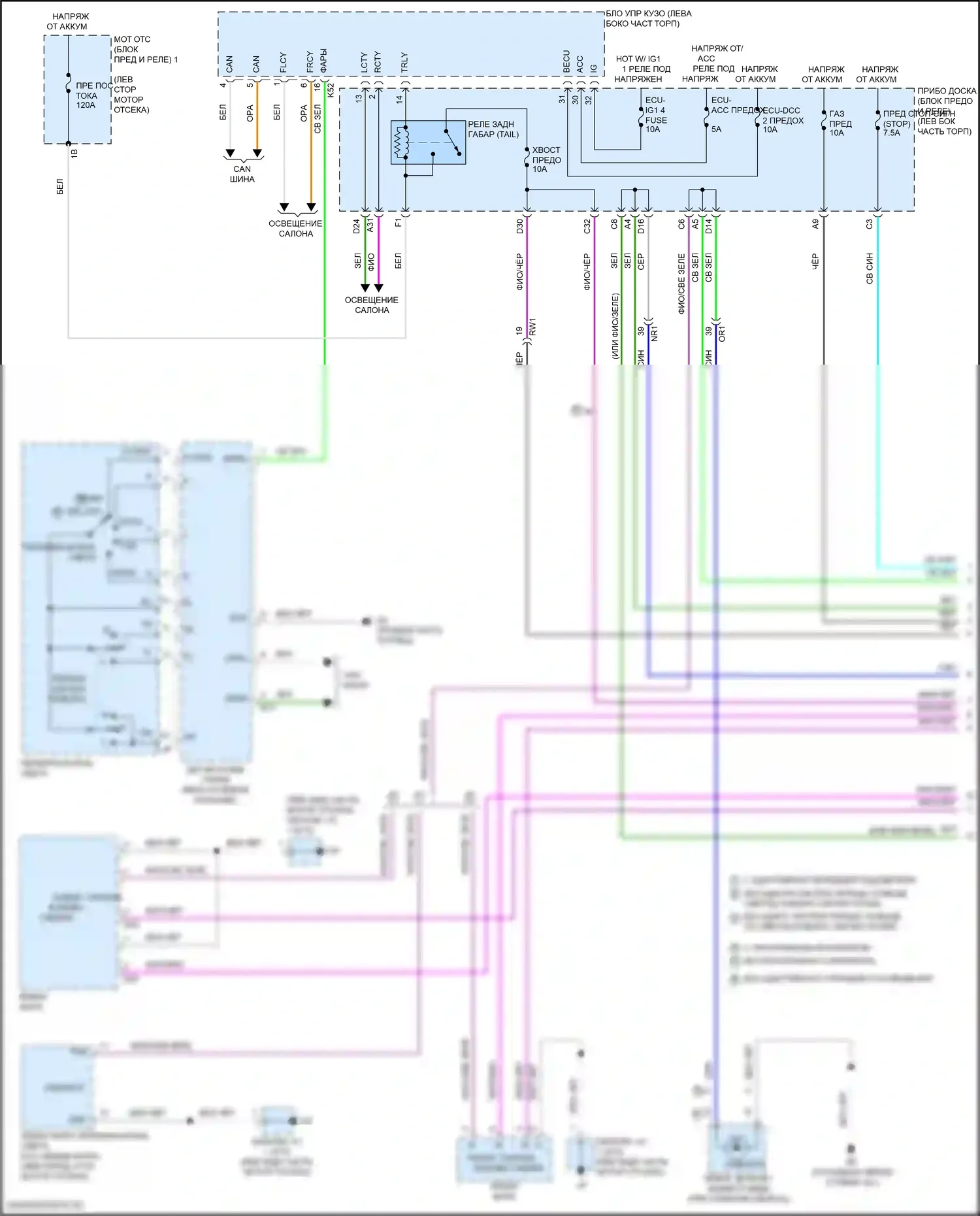 Camry Toyota XV70 рестайлинг (2020-2024): Электросхема фар и фонарей, гибридная (1 из 3) 