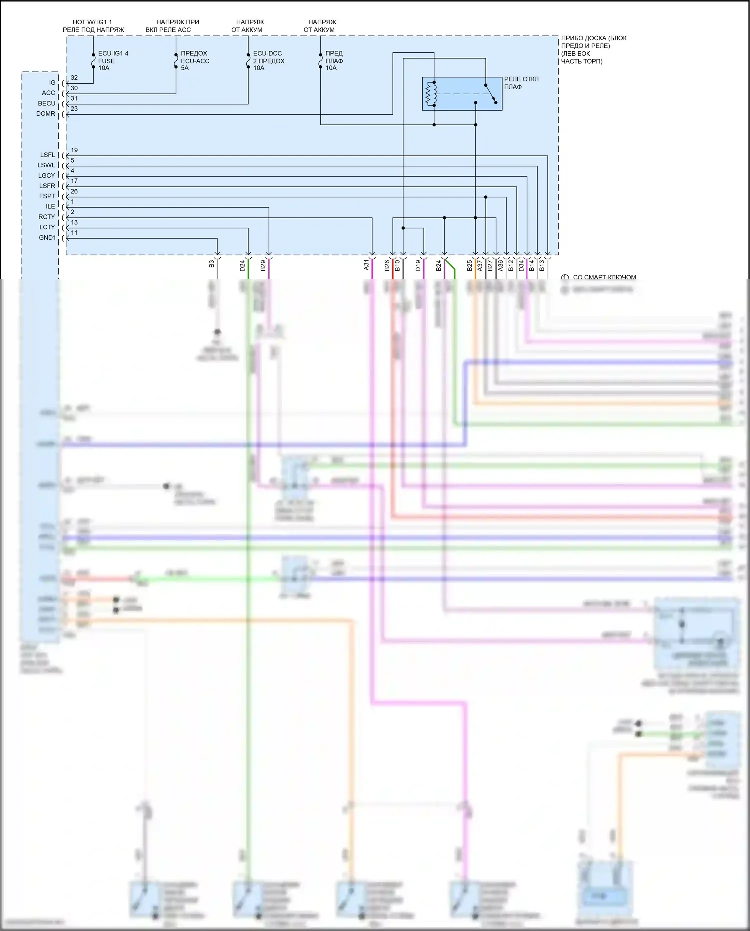 Camry Toyota XV70 рестайлинг (2020-2024): Электросхема освещения салона, кроме гибридной (1 из 3) 