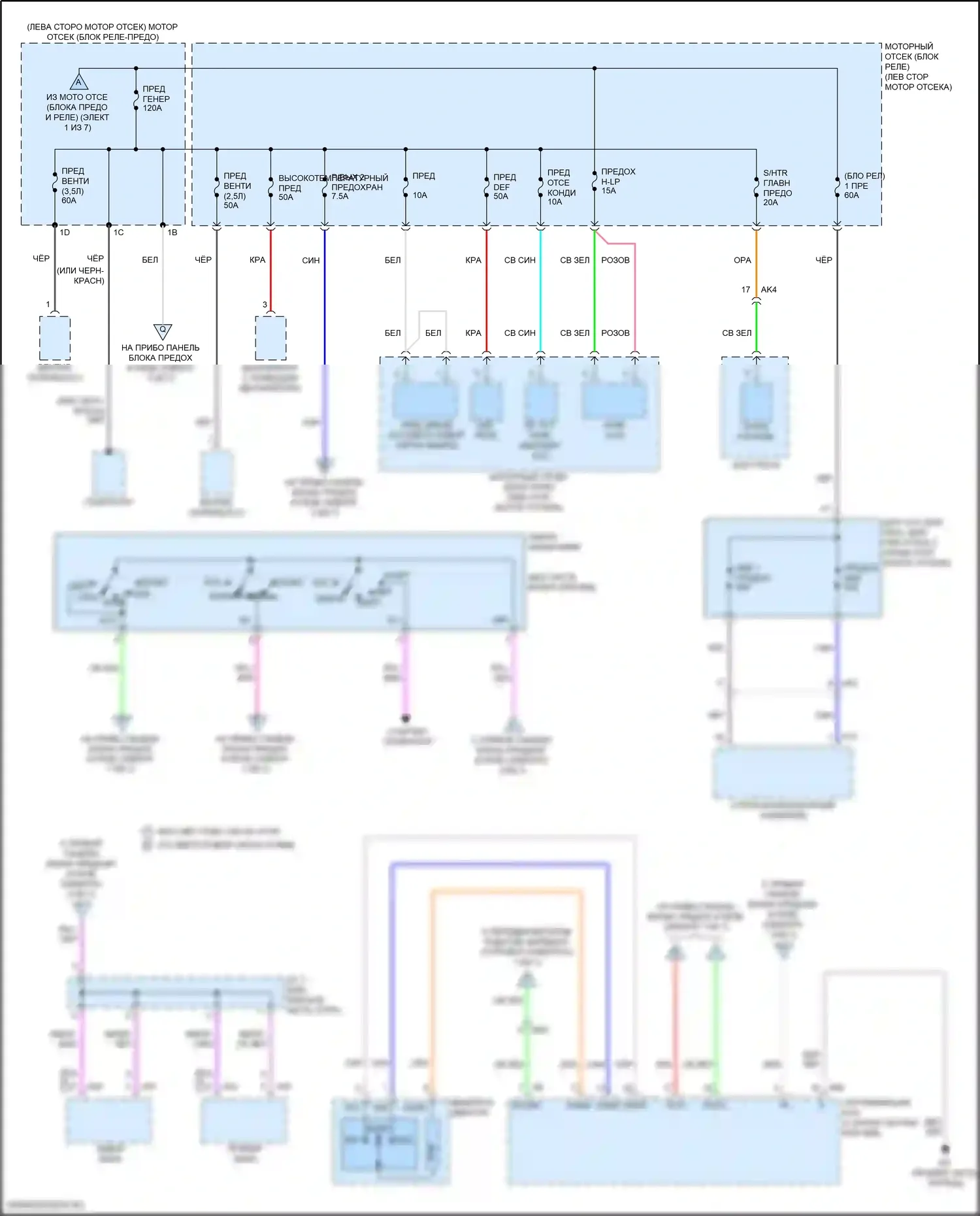 Camry Toyota XV70 (2017-2021): Электросхема блока предохранителей реле, кроме гибридного (2 из 7) 