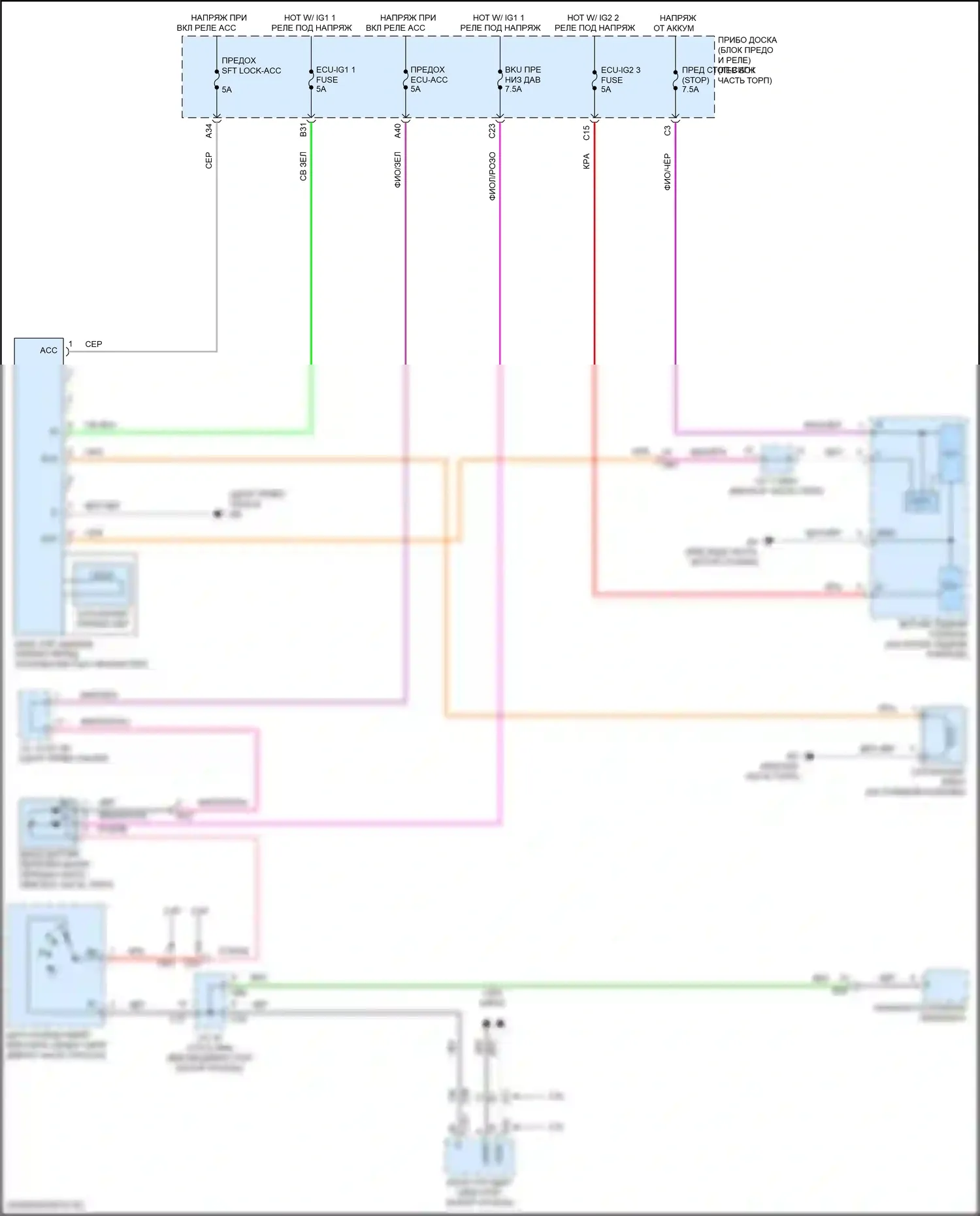 Camry Toyota XV70 (2017-2021): Электросхема блокировки селектора, кроме гибридного без смарт-ключа 
