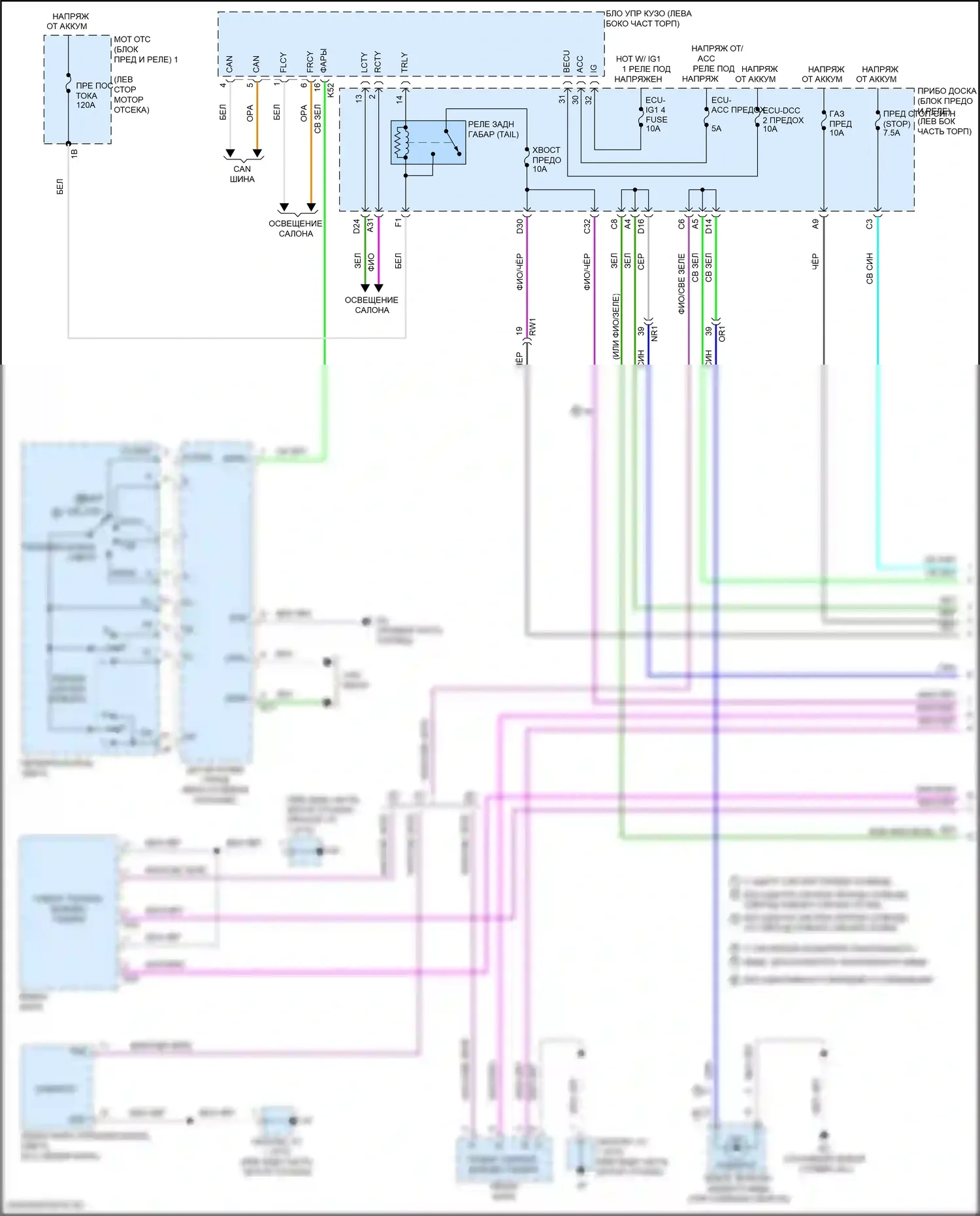 Camry Toyota XV70 (2017-2021): Электросхема фар и фонарей, гибридная (1 из 3) 