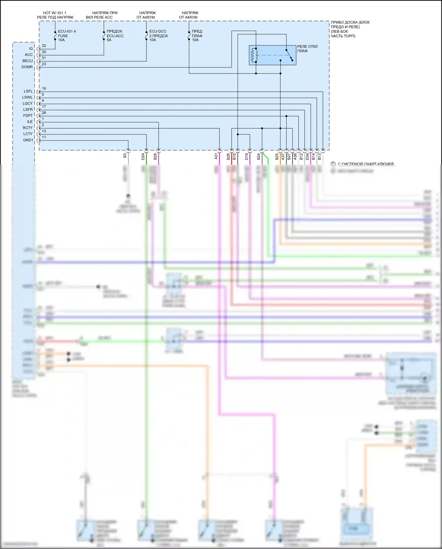 Camry Toyota XV70 (2017-2021): Электросхема освещения салона, кроме гибридной (1 из 3) 