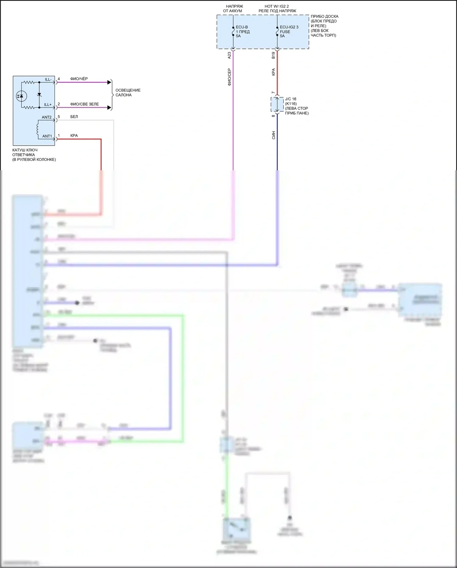 Camry Toyota XV70 (2017-2021): Электросхема иммобилайзера, кроме гибрида без смарт-ключа 