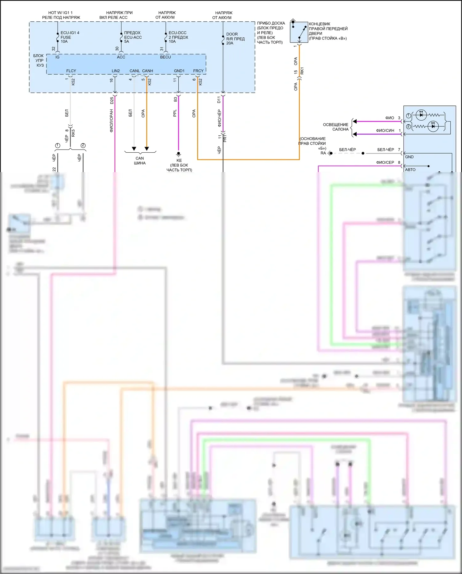 Camry Toyota XV70 (2017-2021): Электросхема стеклоподъемников (2 из 2) 